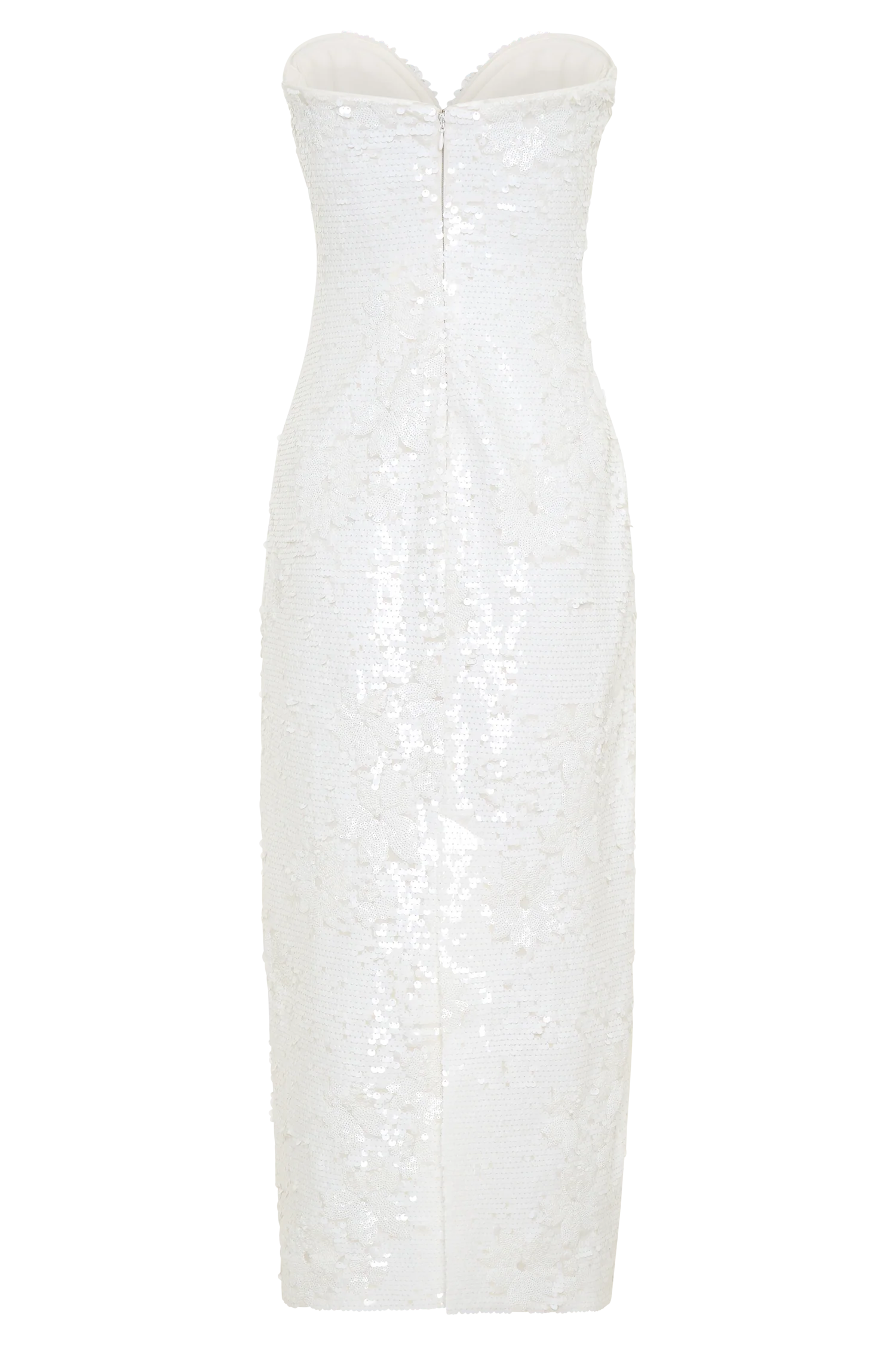 Maisie Strapless Sequin Midi Dress - White - Image 5