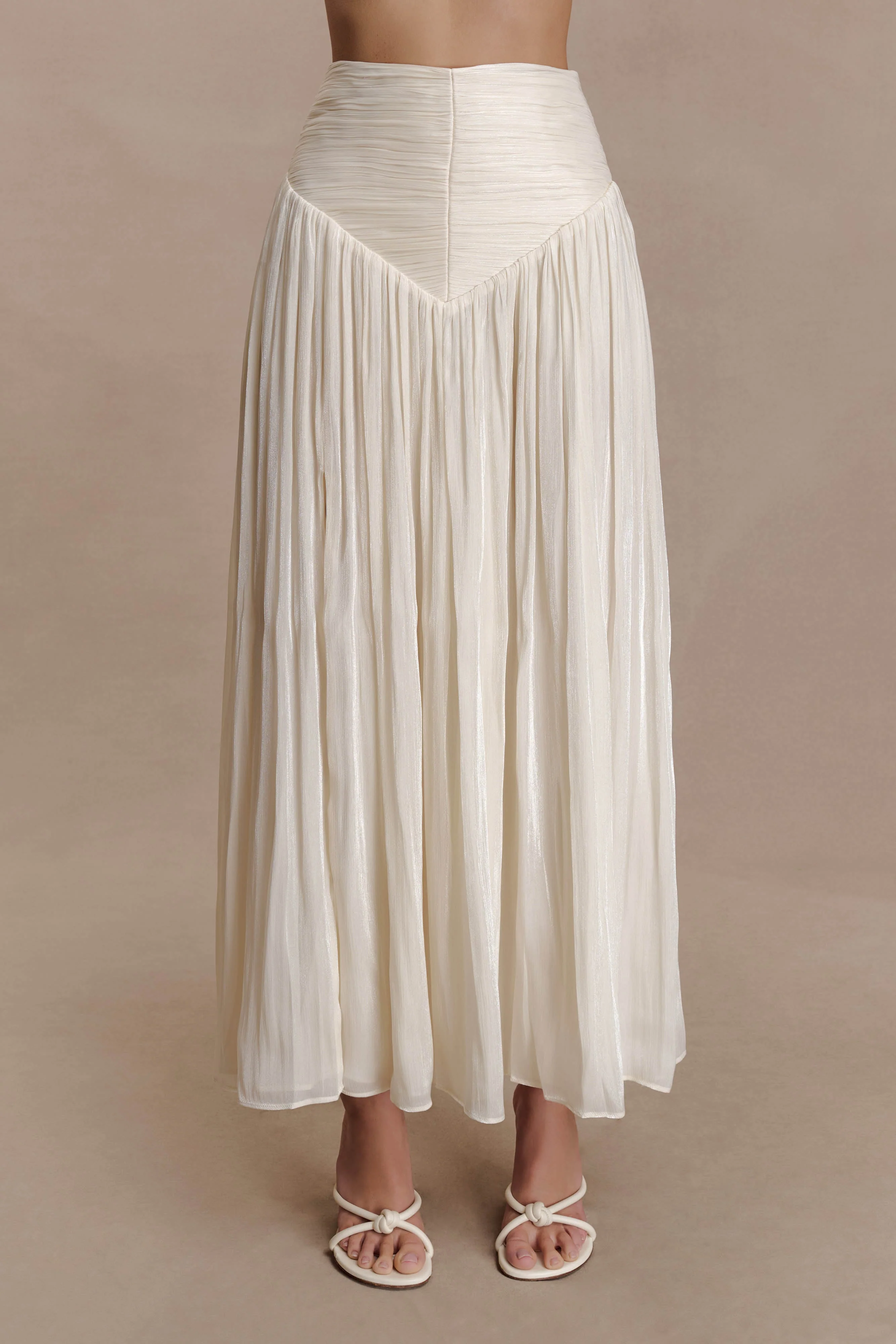 Makena Gathered Midi Skirt - Opal White - Image 8