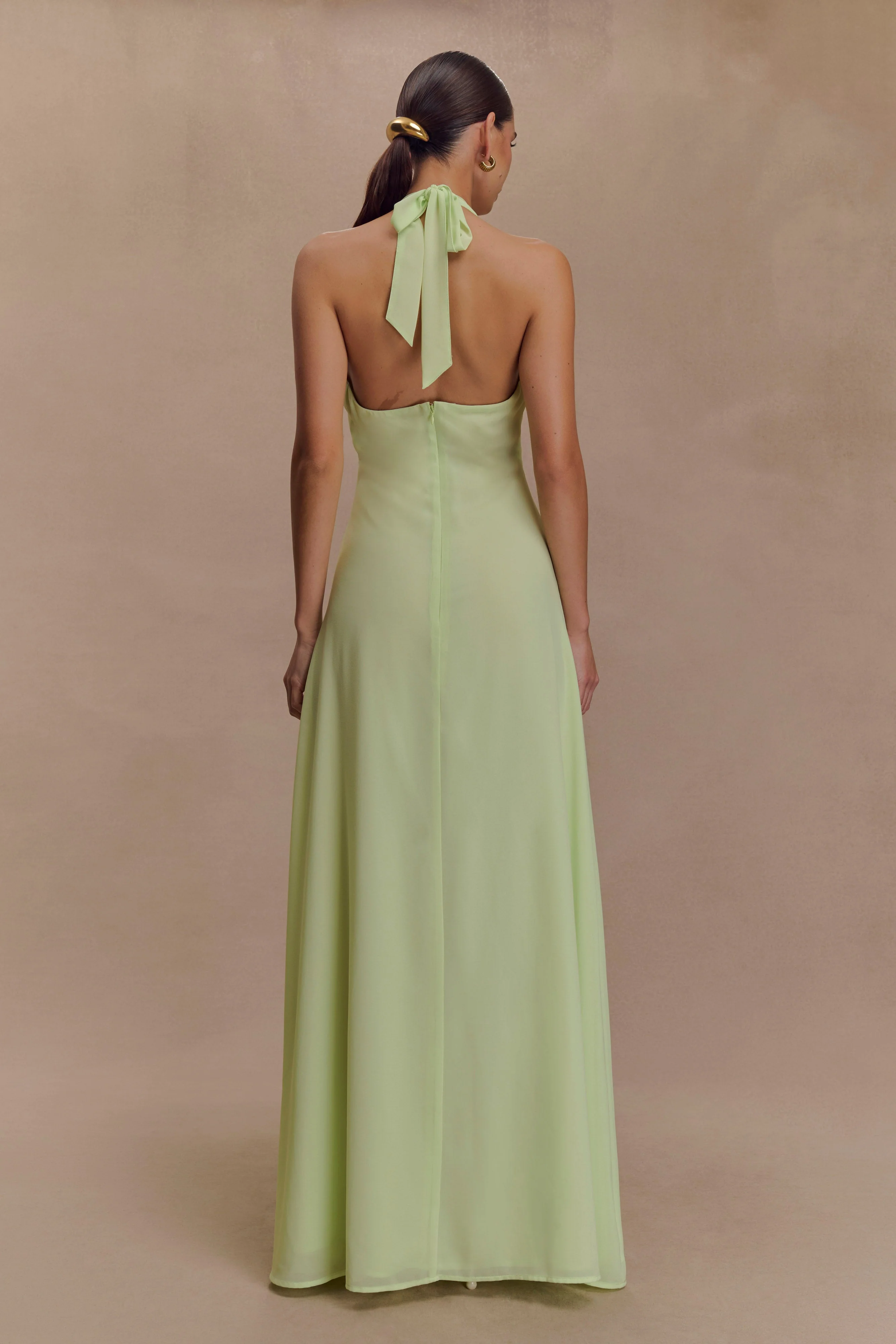 Malakhai Chiffon Halter Maxi Dress - Pastel Green - Image 2