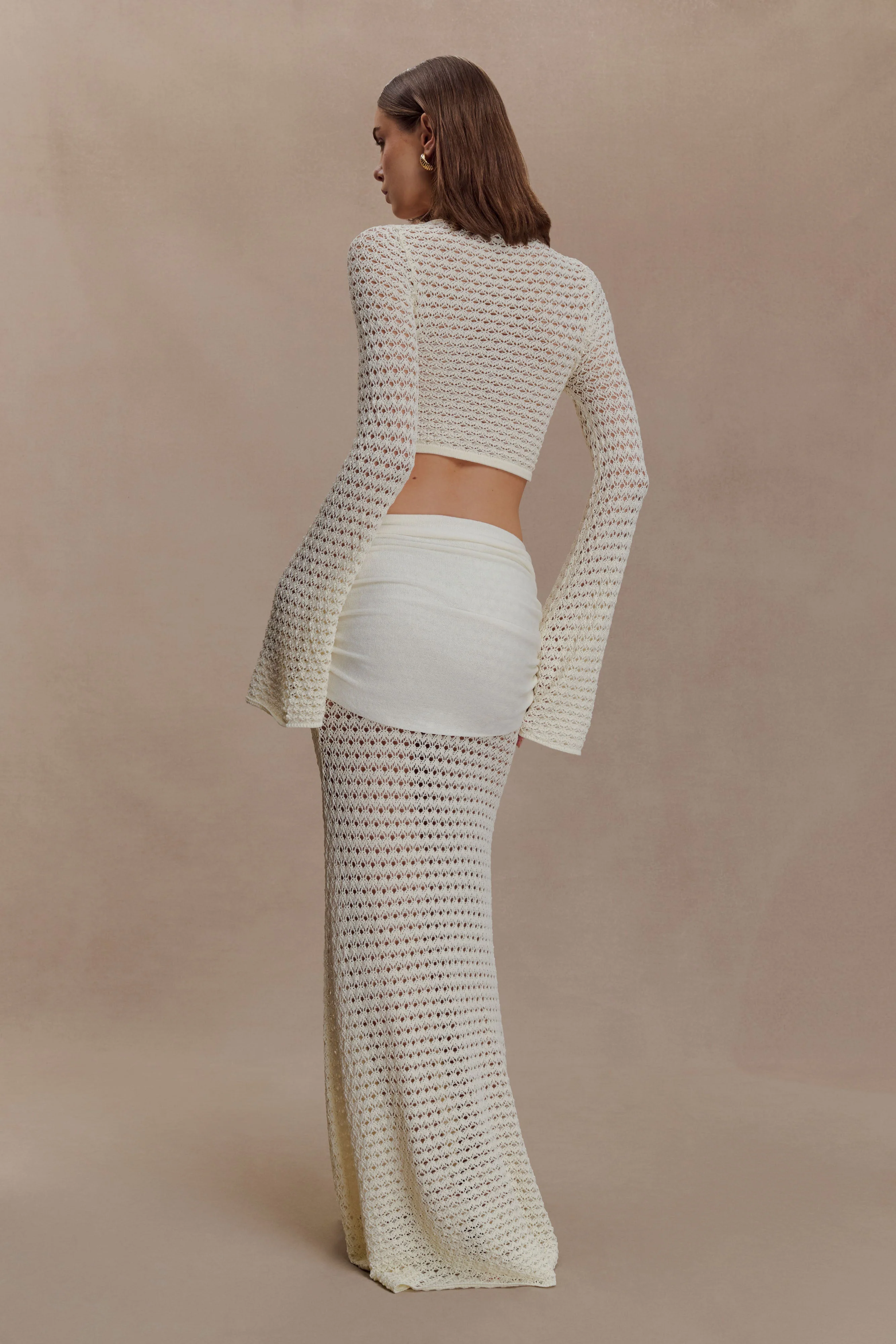 Mania Crochet Maxi Skirt With Hardware - Ivory - Image 2