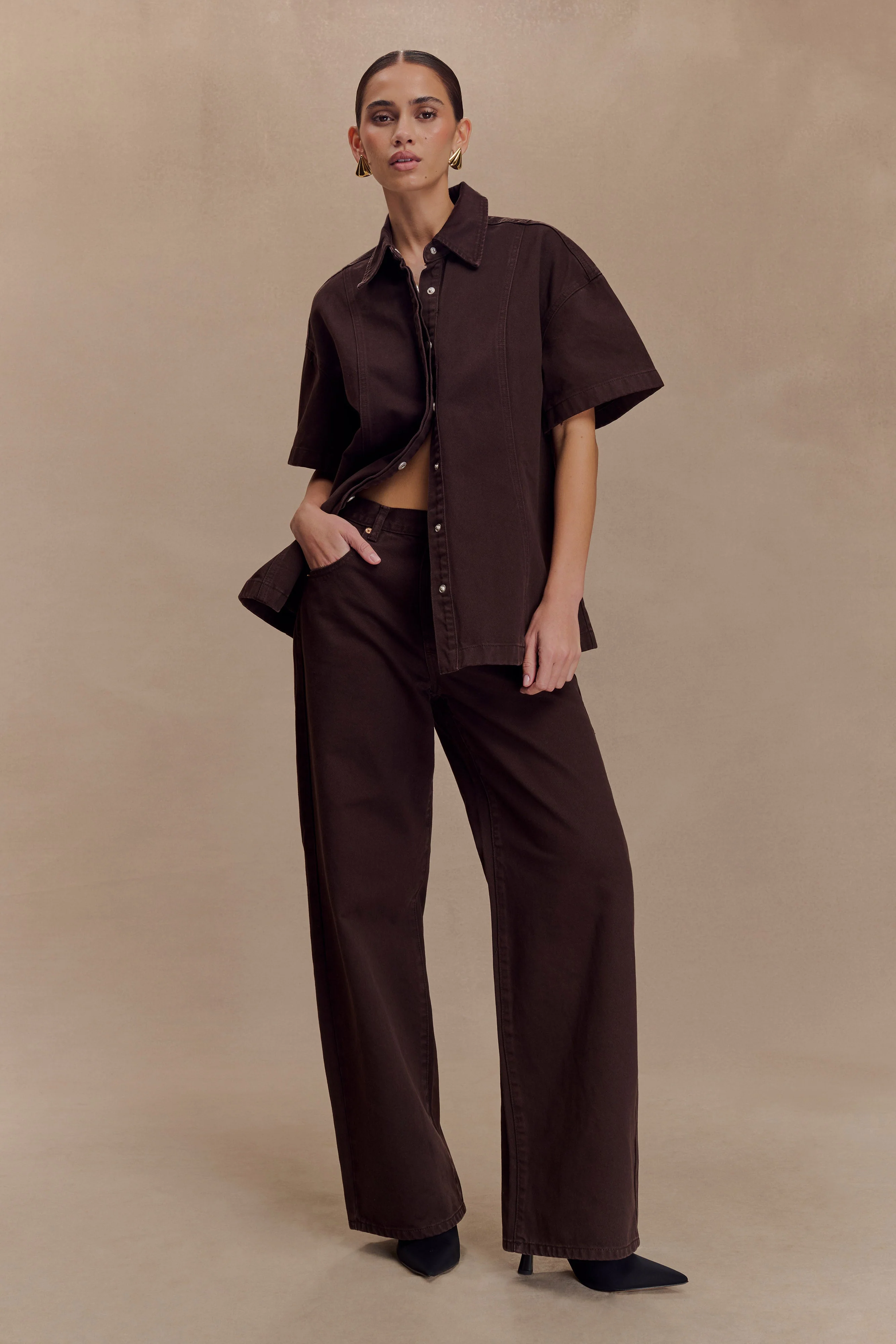 Mannon Mid Rise Denim Jeans - Chocolate - Image 2