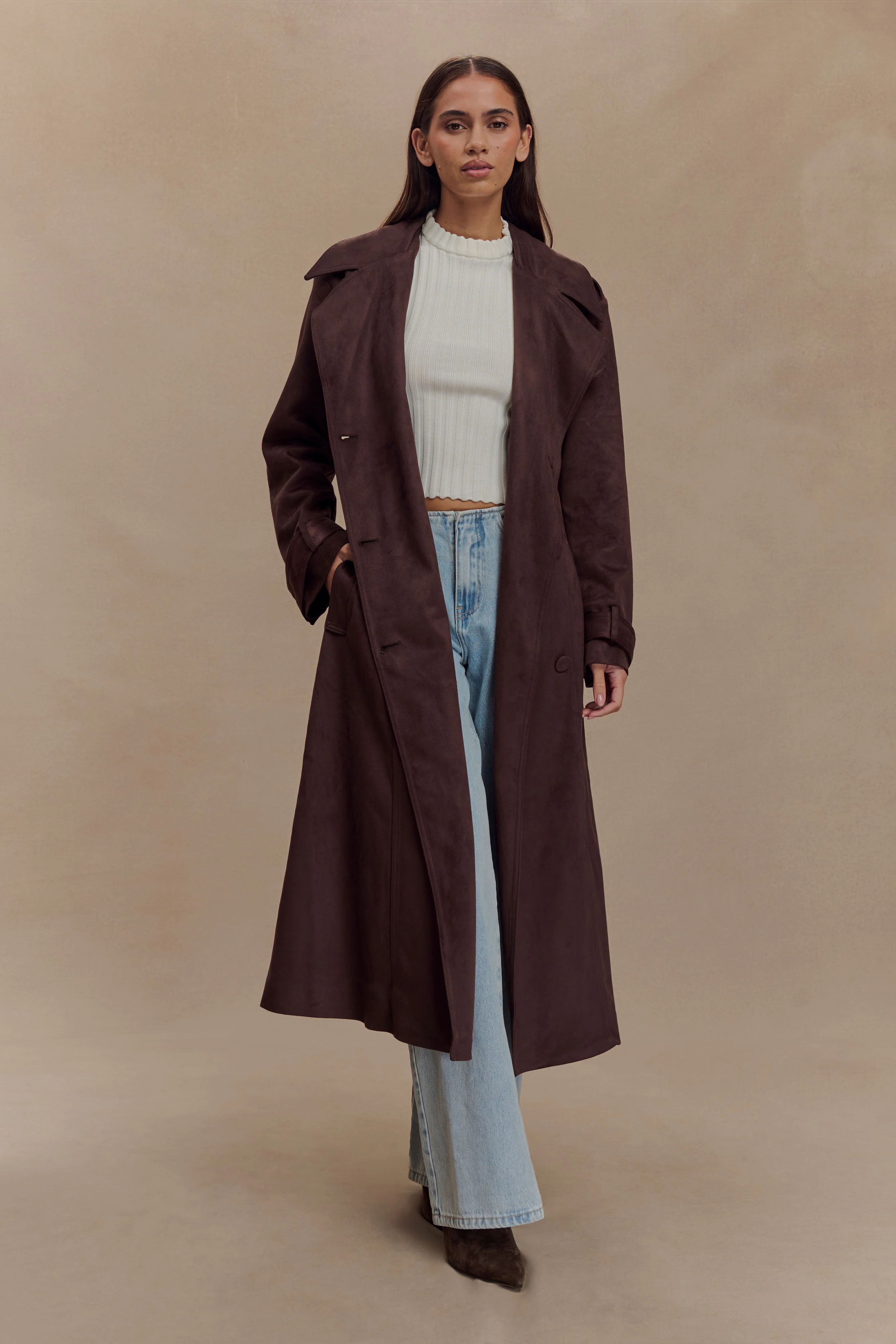 Marc Faux Suede Coat - Cocoa Chocolate - Image 2