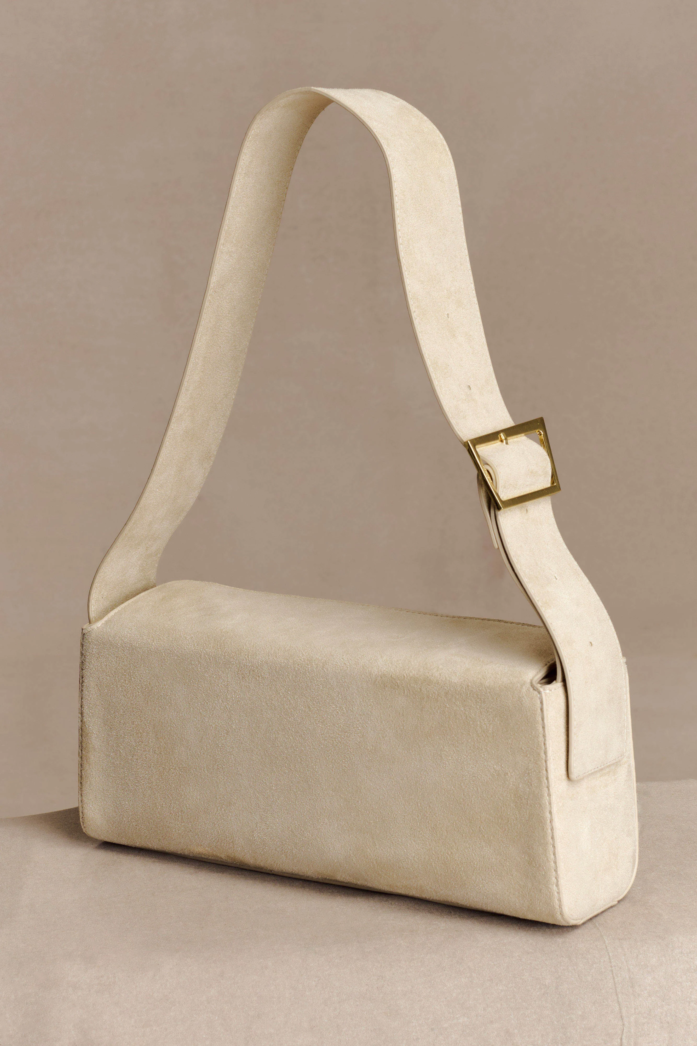 Maria Faux Suede Shoulder Bag - Stone - Image 4