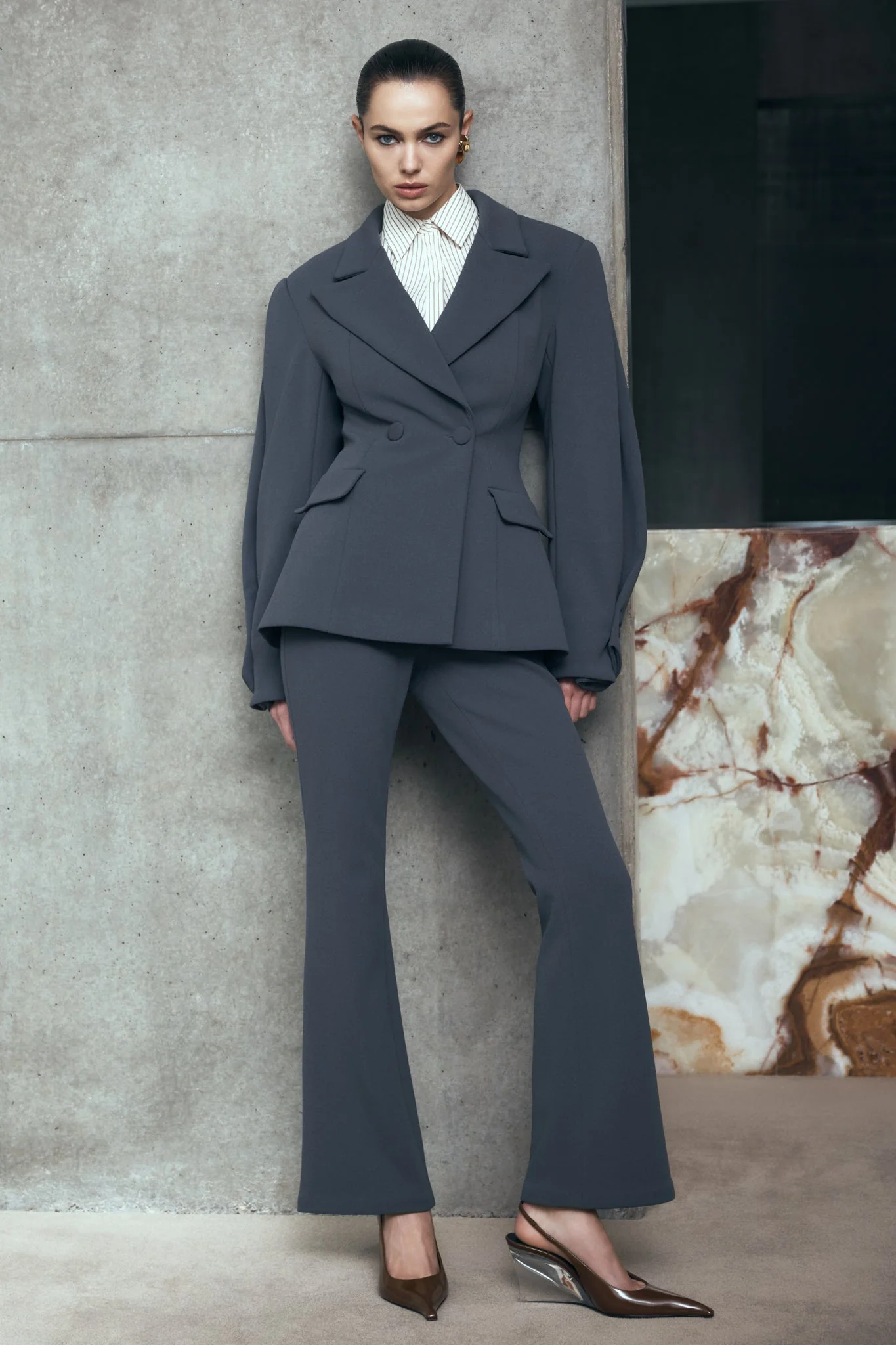Marion Fit And Flare Pant - Charcoal Shadow - Image 5