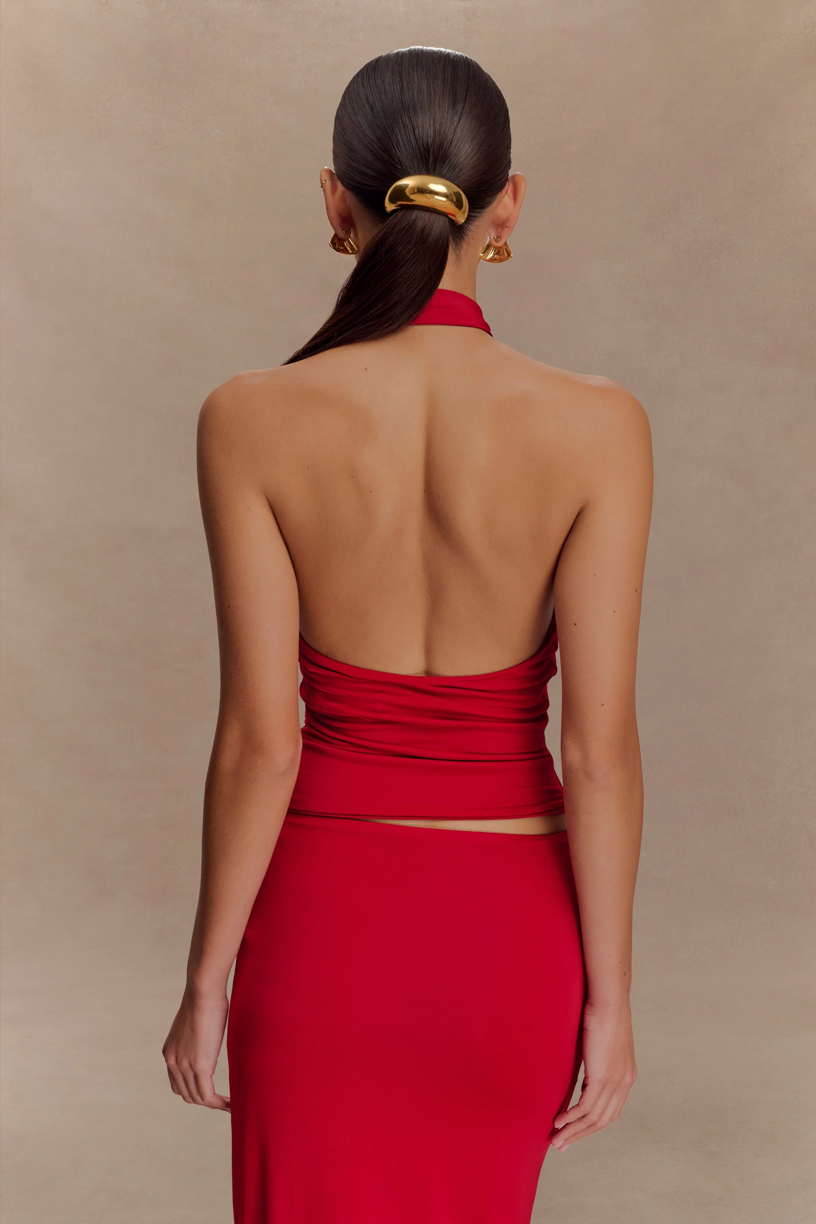 Mariposa Slinky Halter Top - Red - Image 2