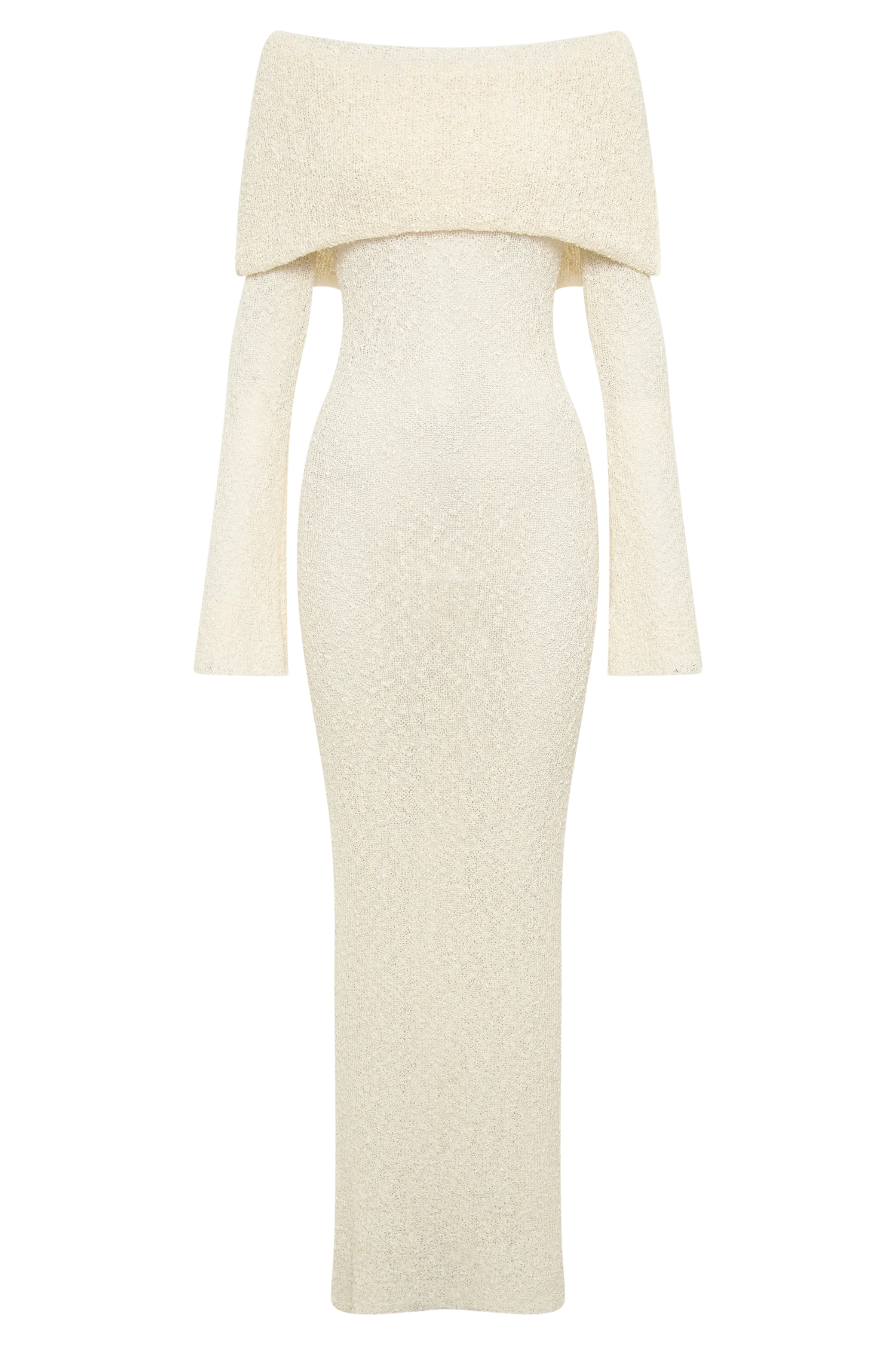 Marisol Off Shoulder Boucle Maxi Dress - Ivory - Image 9