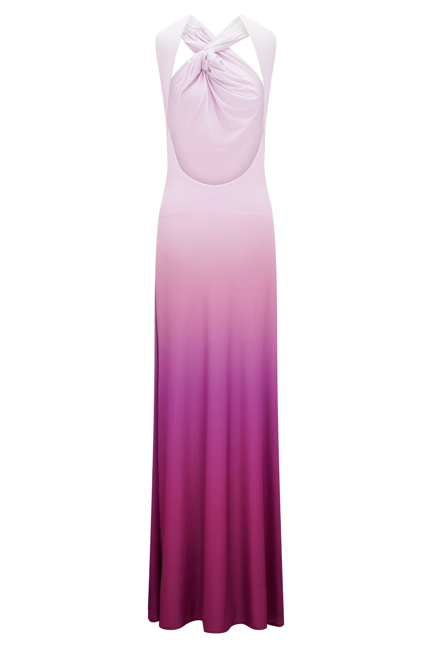 Marlee Asymmetrical Slinky Maxi Dress - Ombre Pink - Image 6