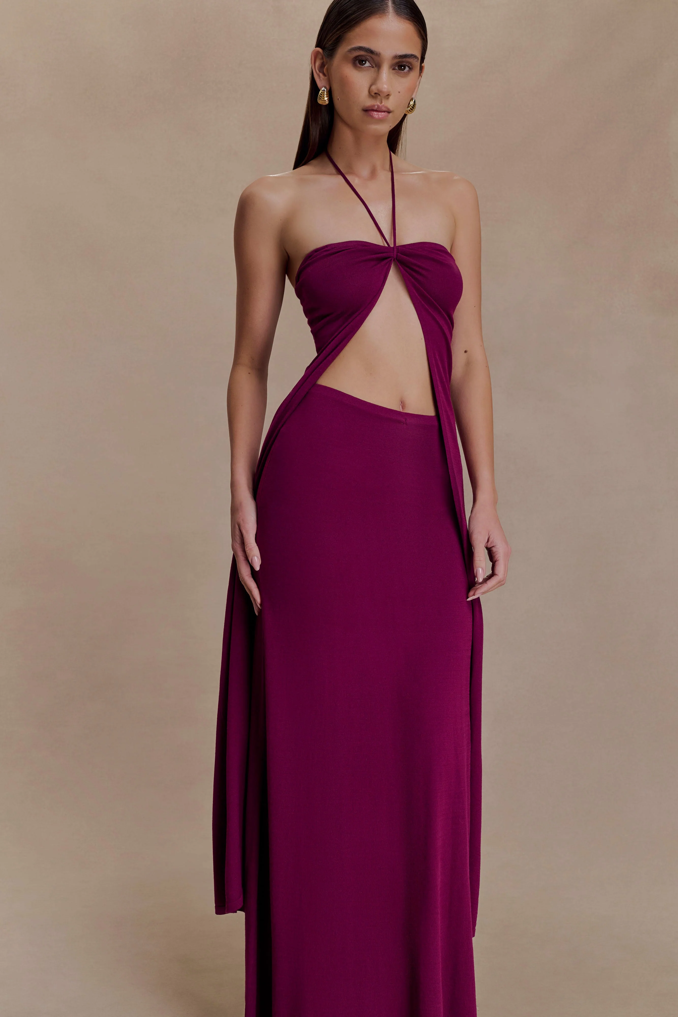 Martiena Knit Maxi Skirt - Plum - Image 3