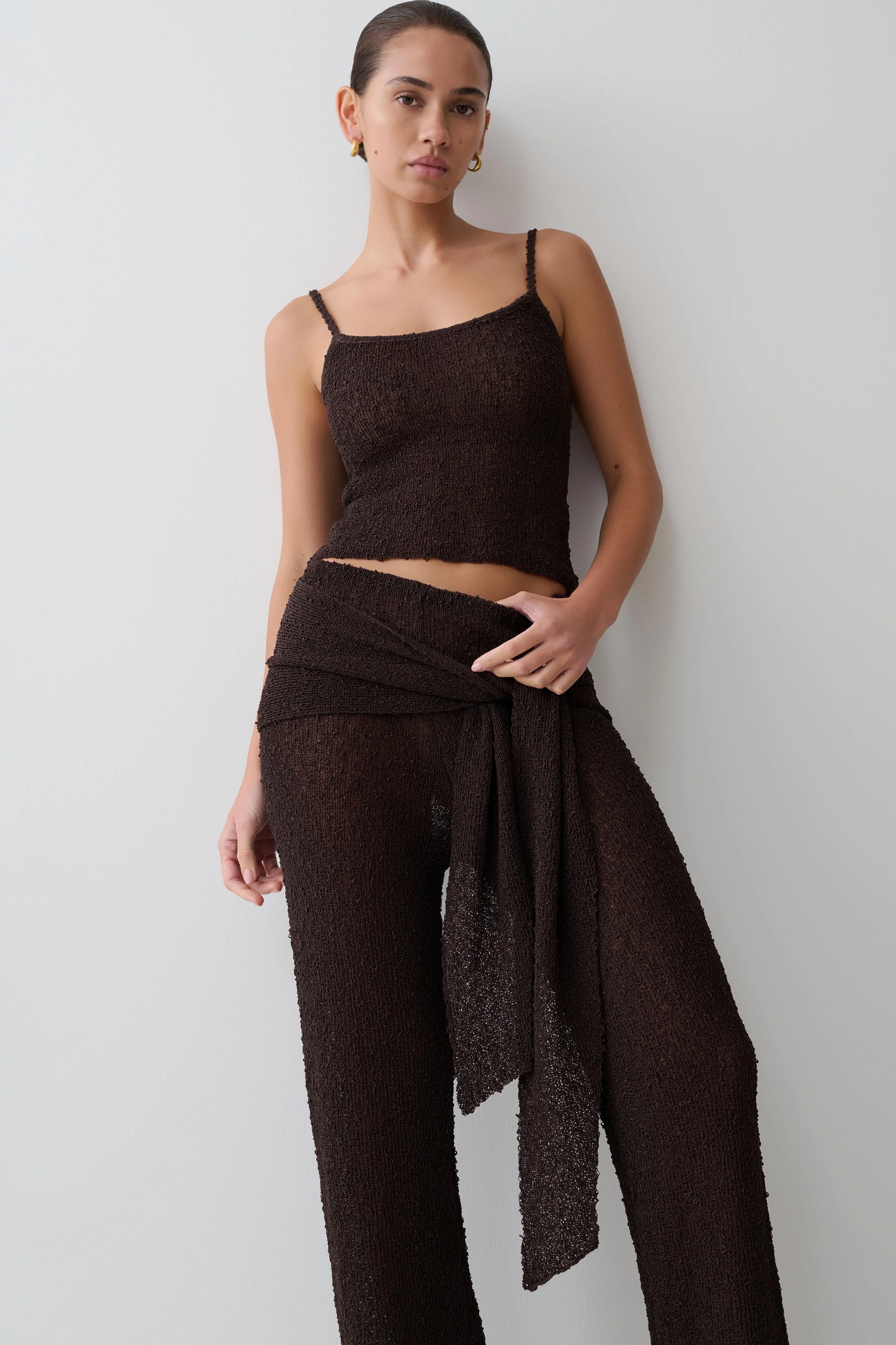 Mattais Boucle Knit Pants - Dark Chocolate - Image 3