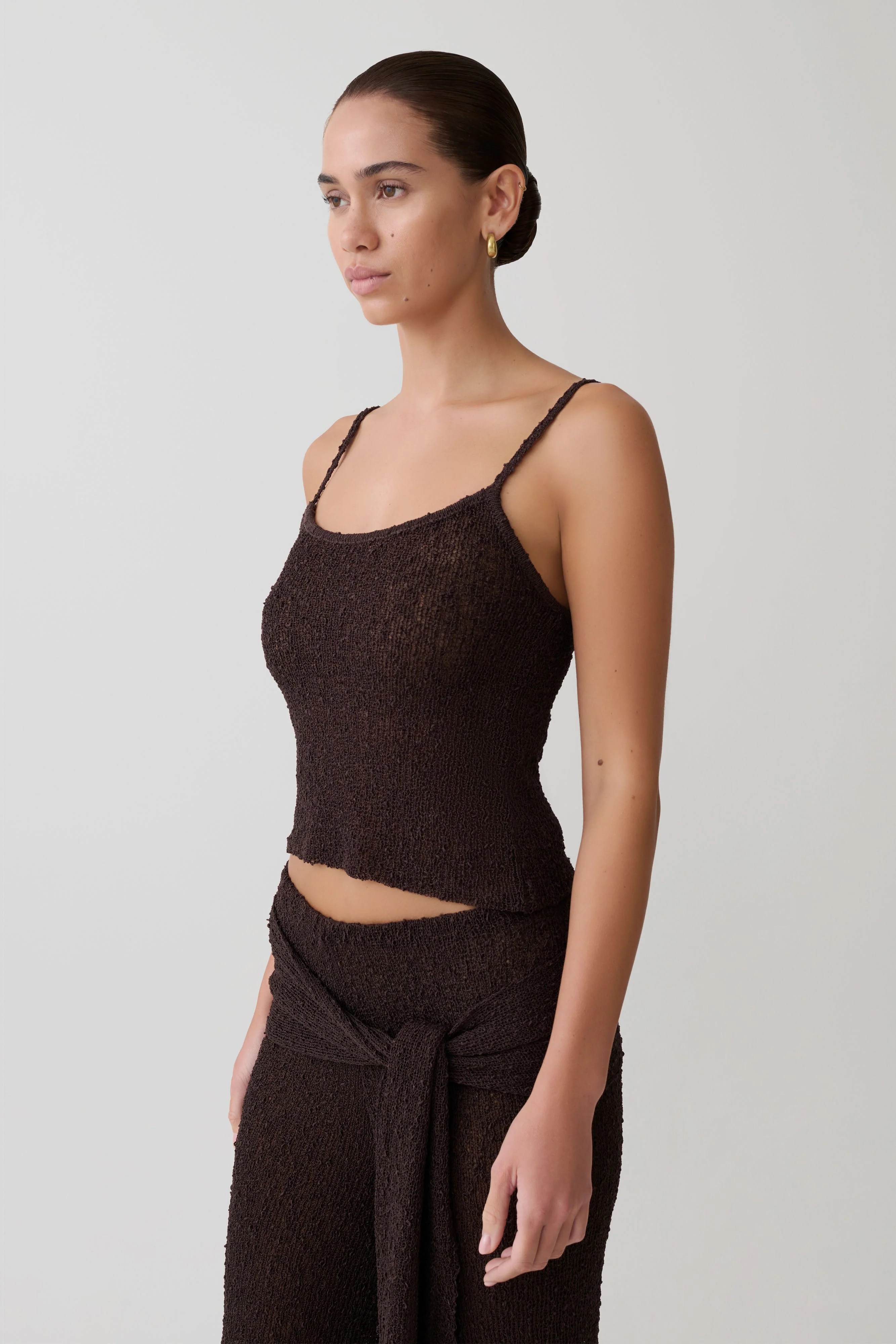 Mattais Boucle Knit Top - Dark Chocolate - Image 3