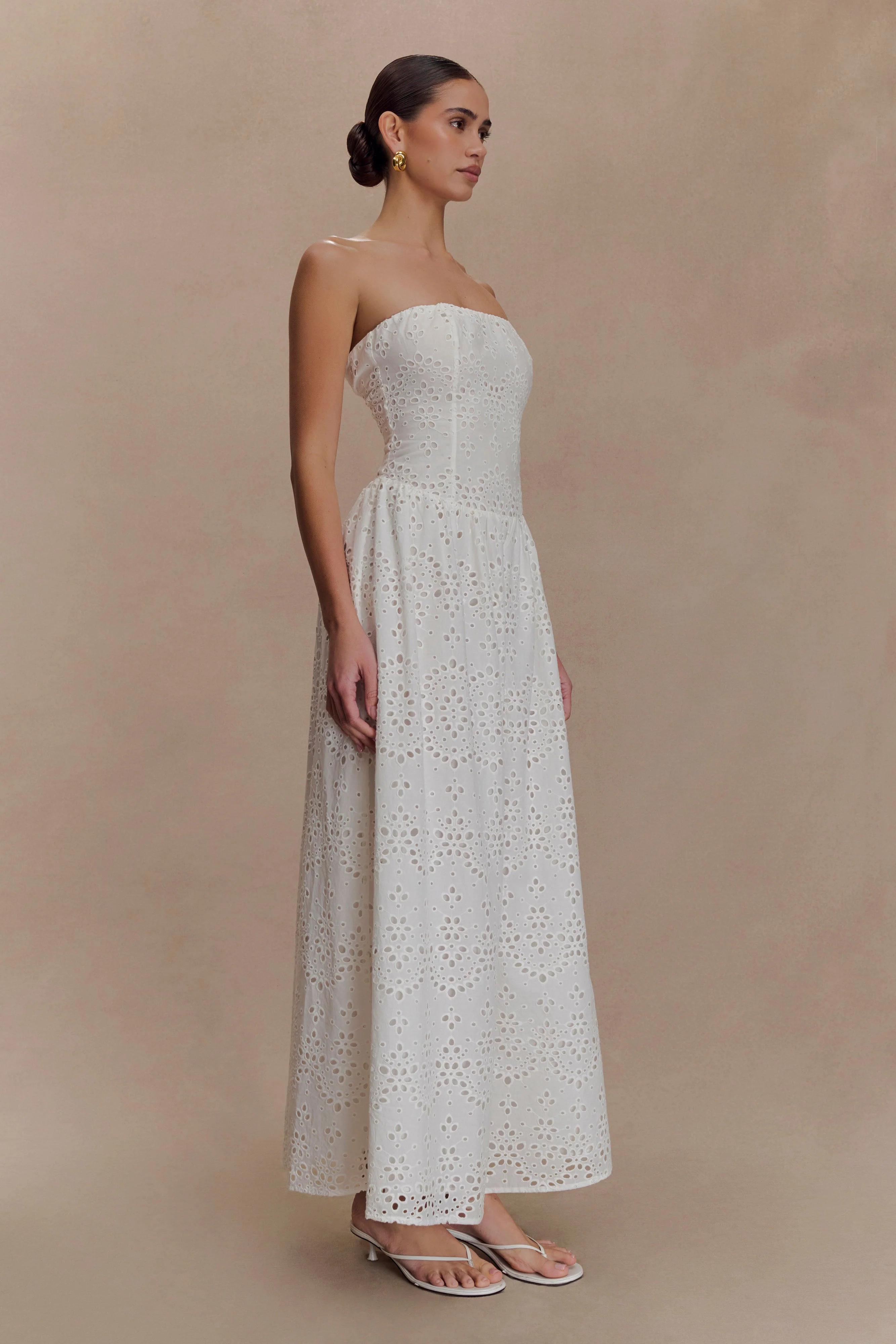 Maureen Broderie Strapless Maxi Dress - White - Image 4
