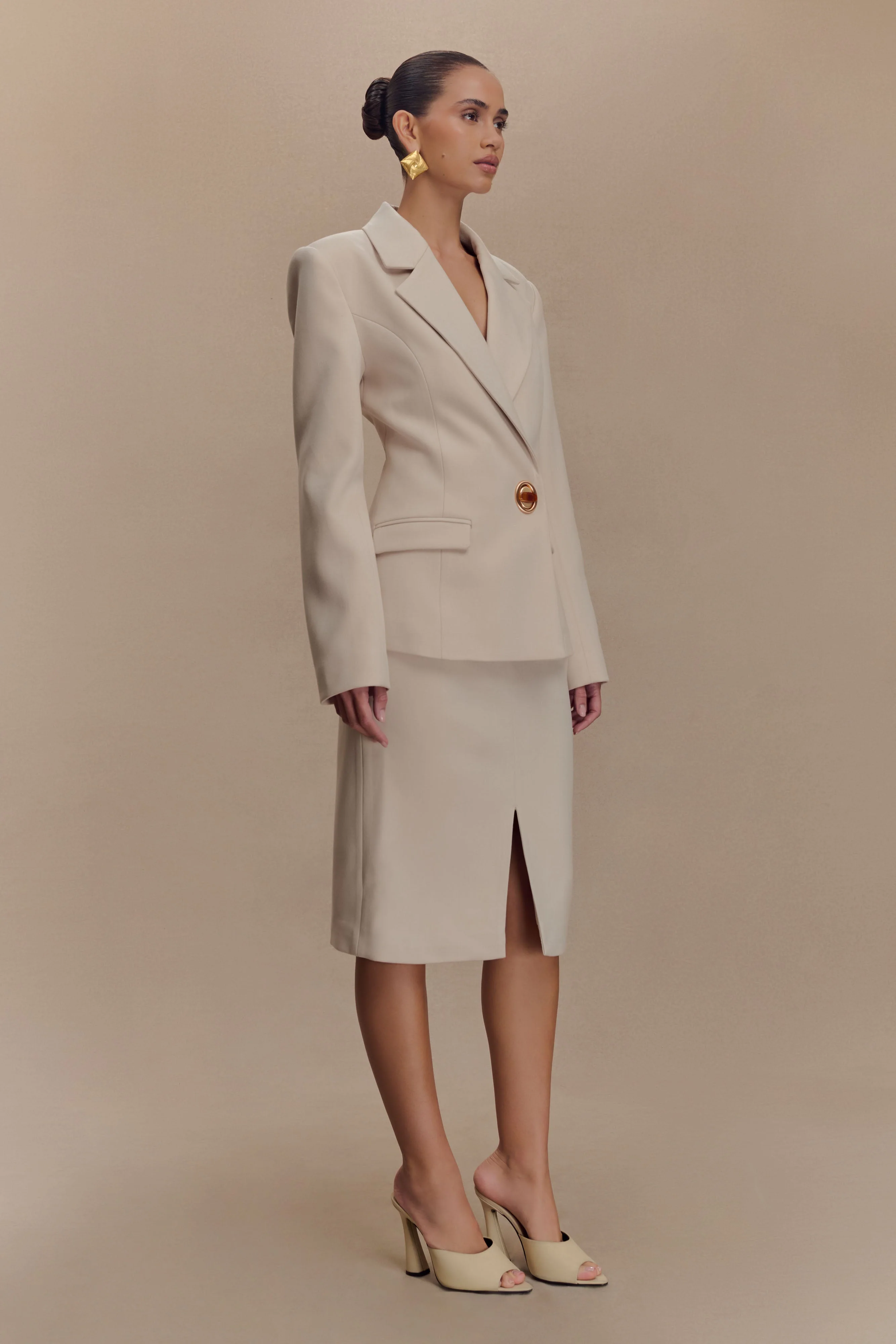 Max Cinched Waist Blazer - Ivory Stone - Image 4