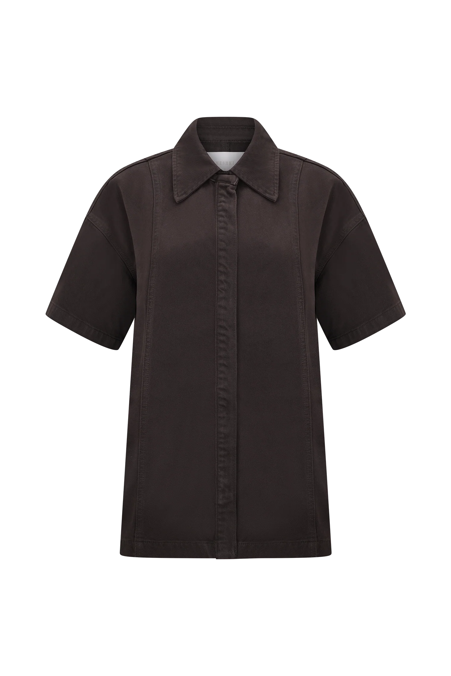 Maya Oversized Denim Shirt - Chocolate - Image 11