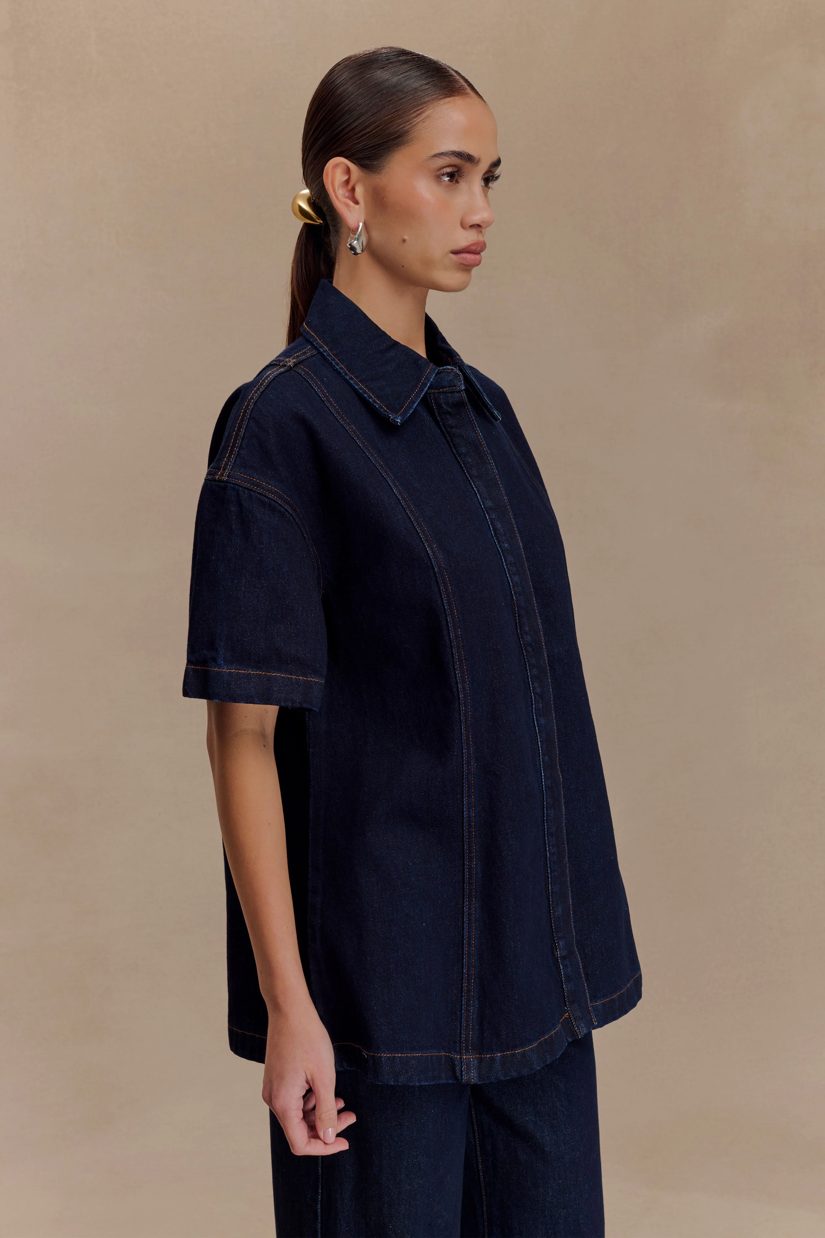 Maya Oversized Denim Shirt - Indigo Blue - Image 4
