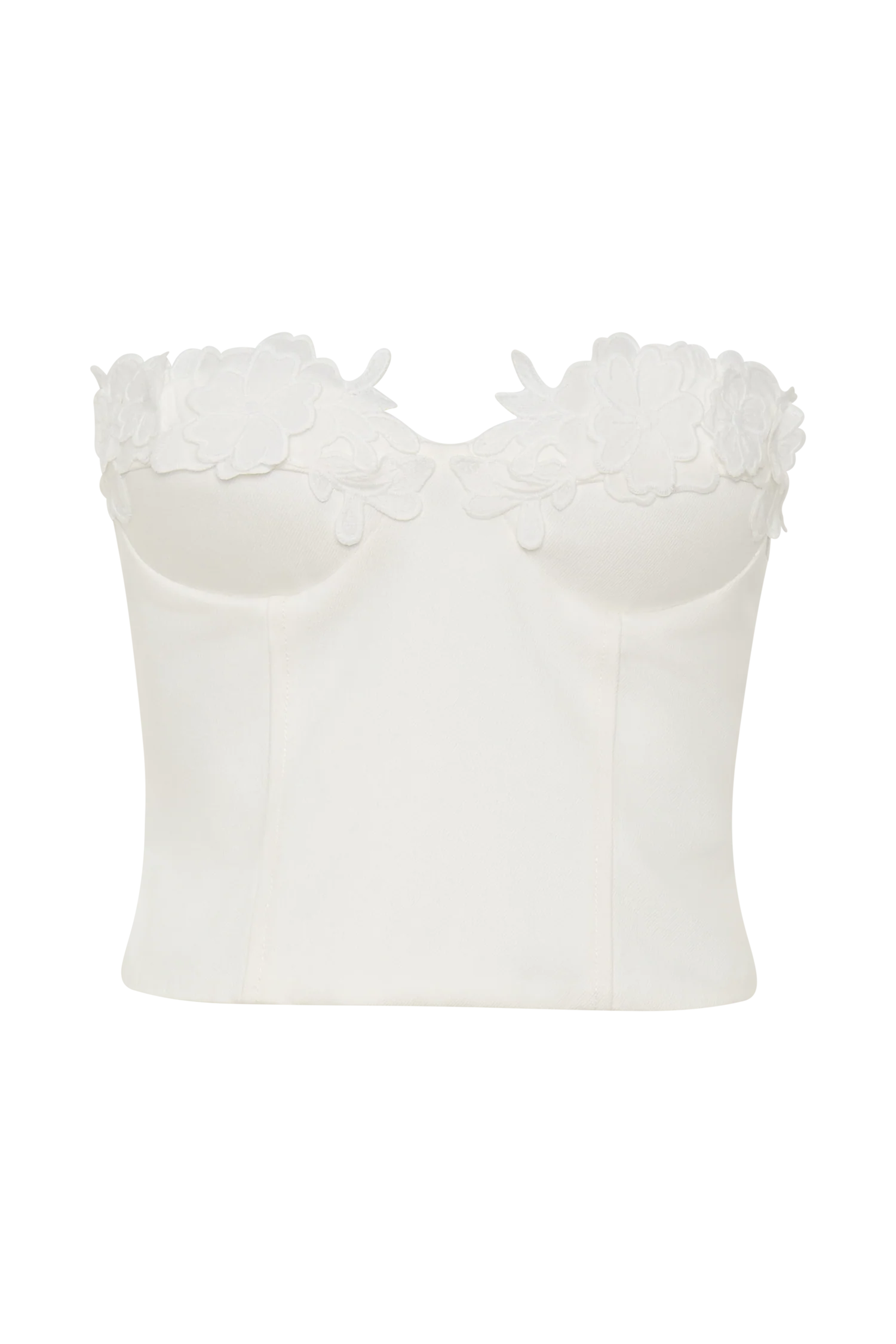 Melany Applique Denim Bustier - White - Image 9