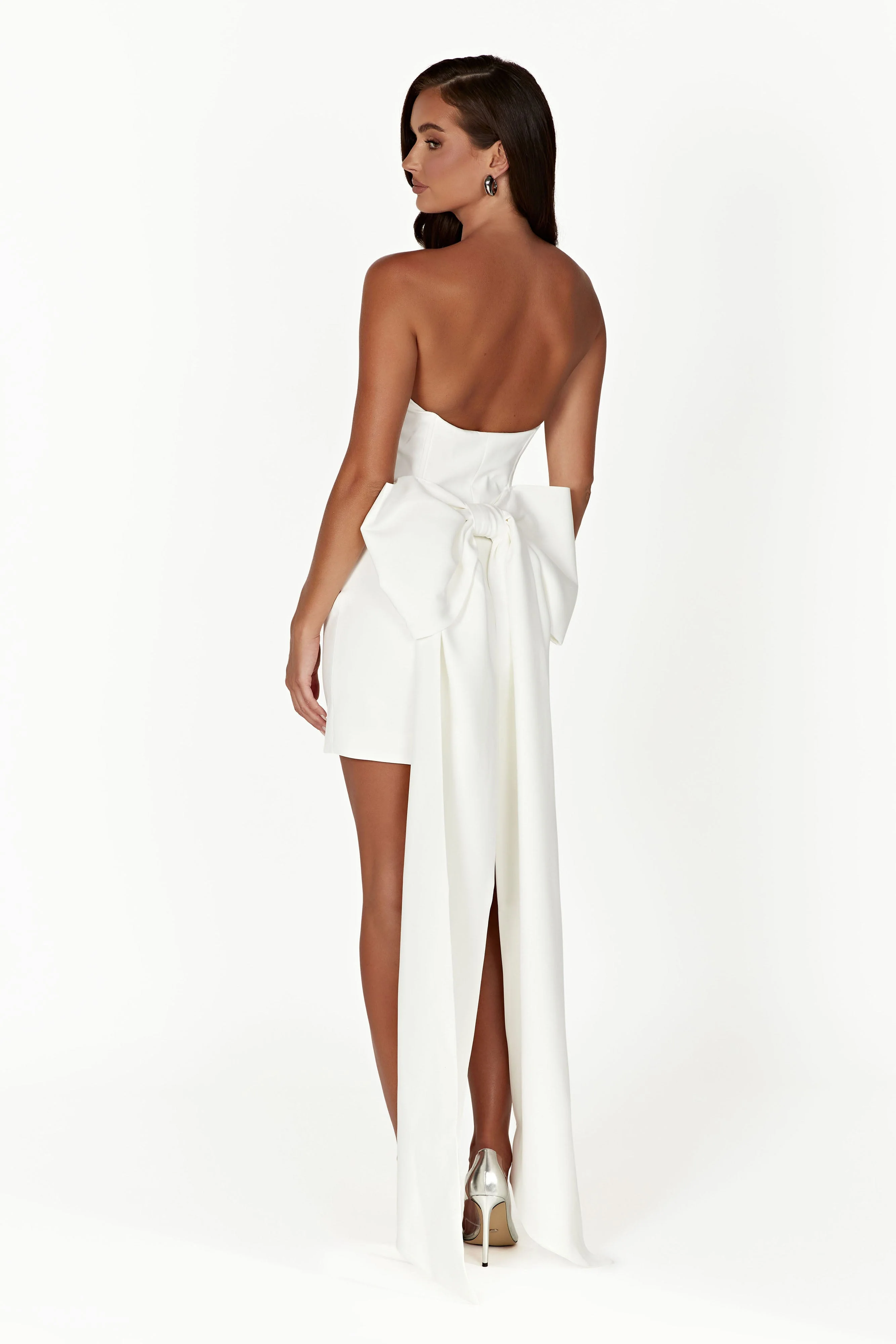Meredith Strapless Bow Mini Dress - White - Image 4
