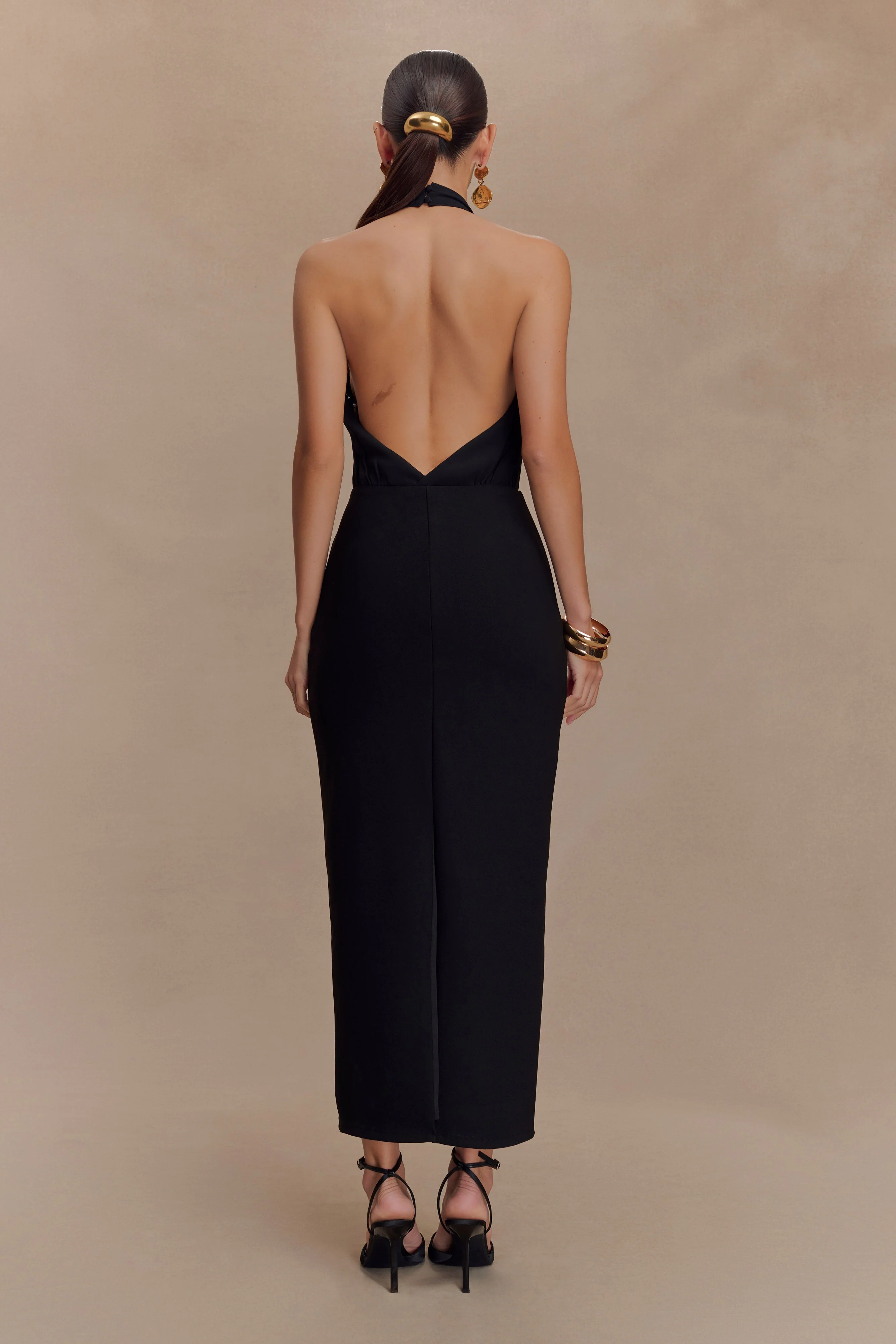Mierah Halter Midi Dress - Black - Image 2