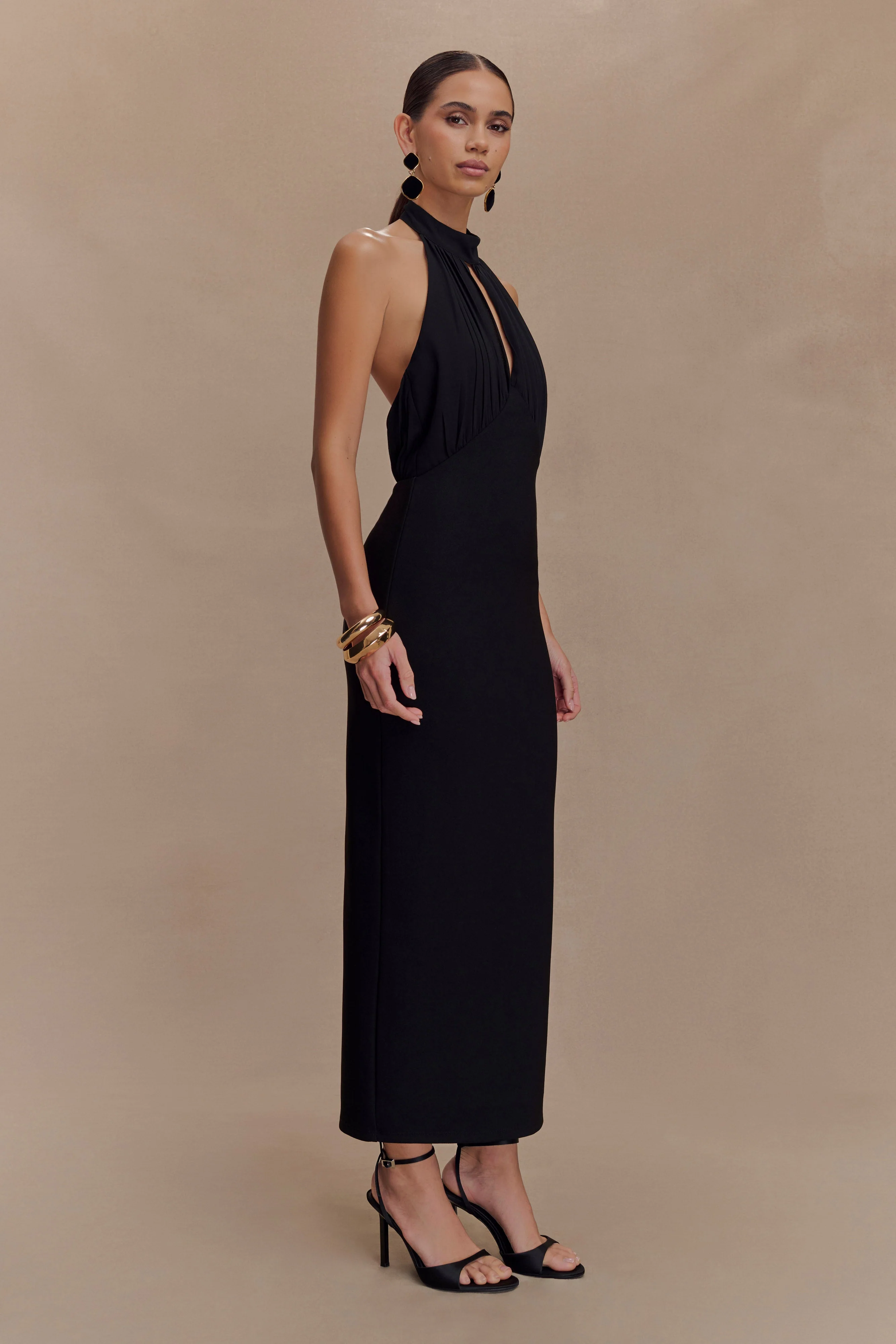 Mierah Halter Midi Dress - Black - Image 5