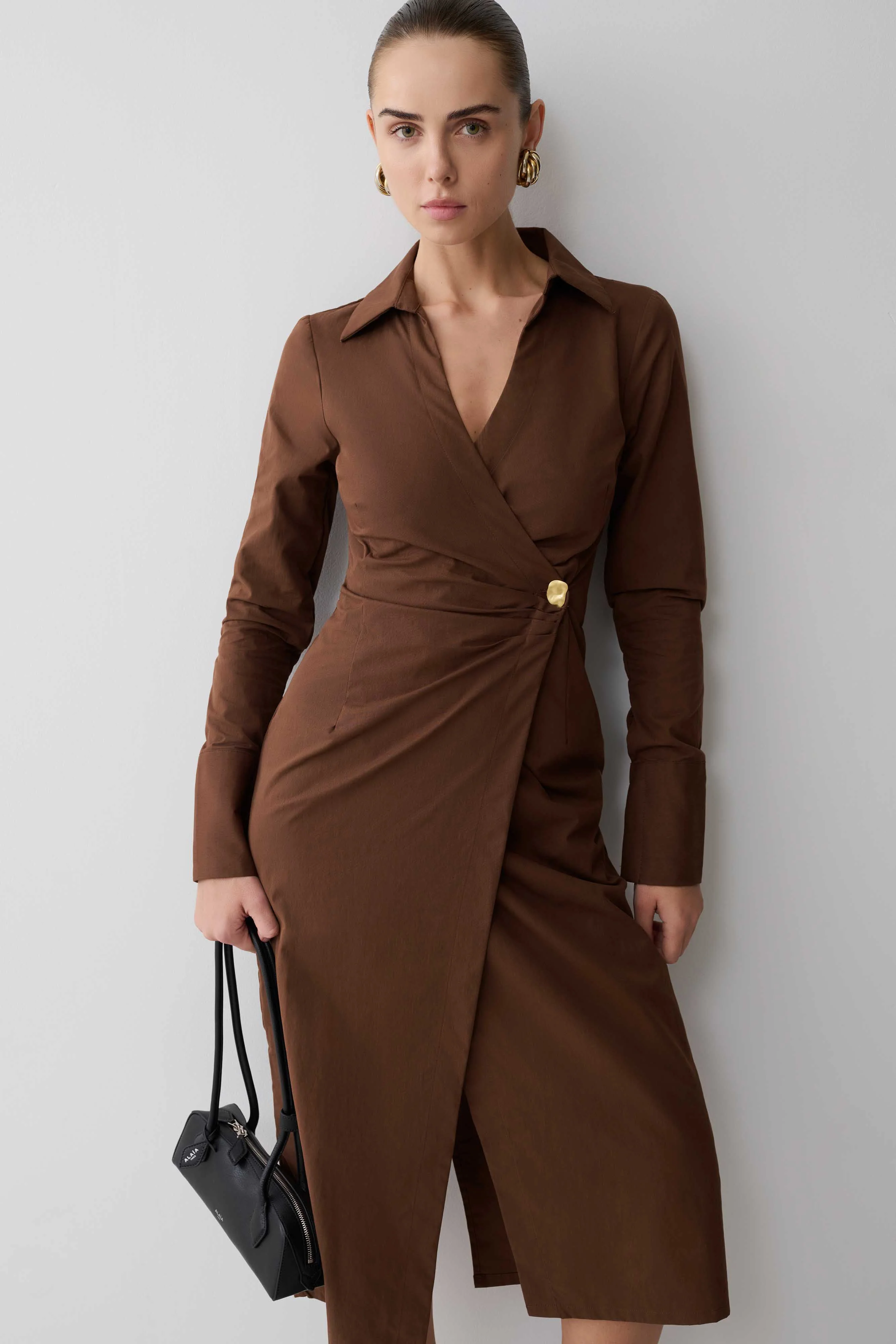 Mikaila Asymmetric Shirt Dress - Dark Chocolate - Image 2