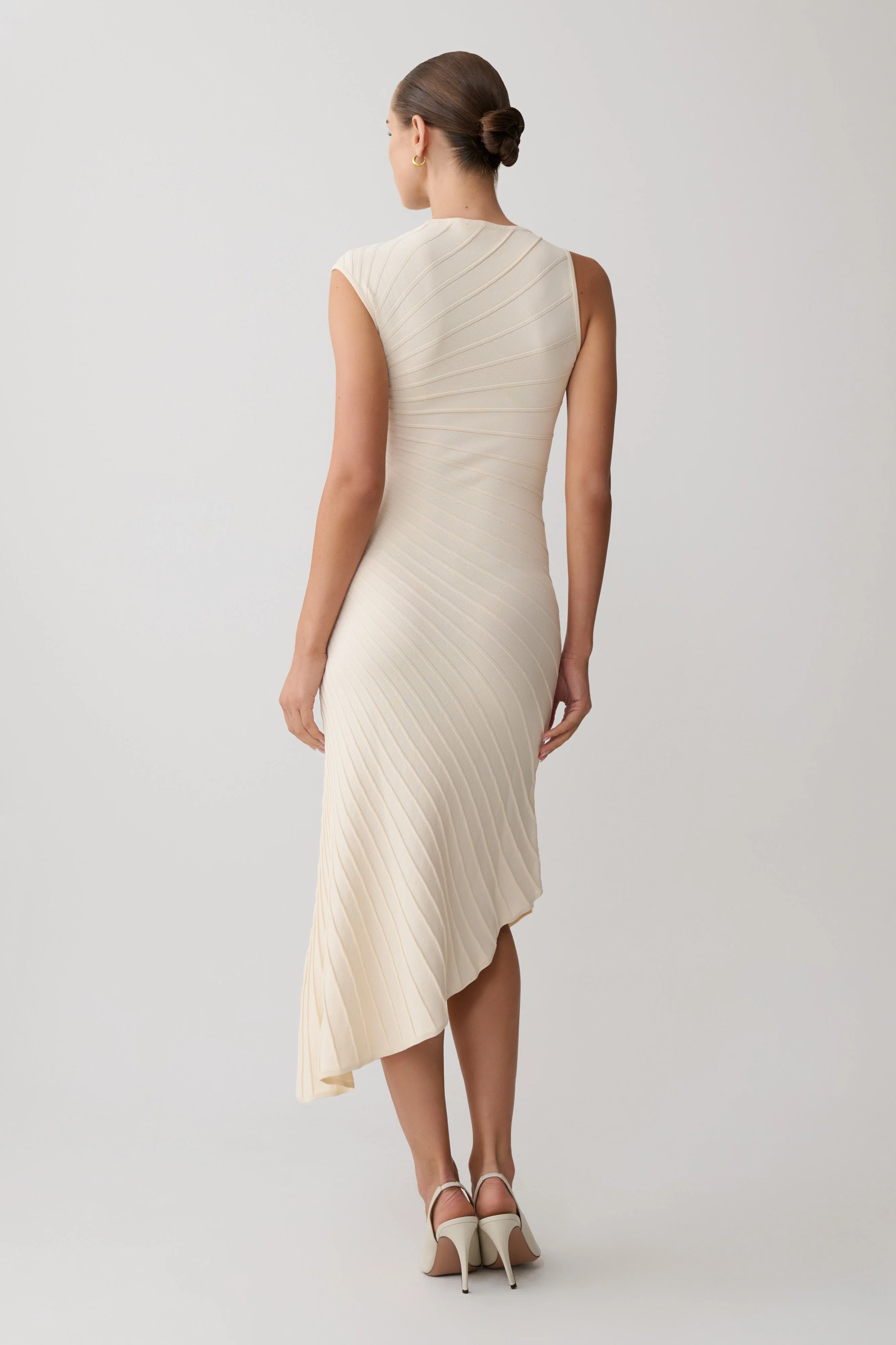 Milasandra Pleated Knit Dress - Ivory - Image 2