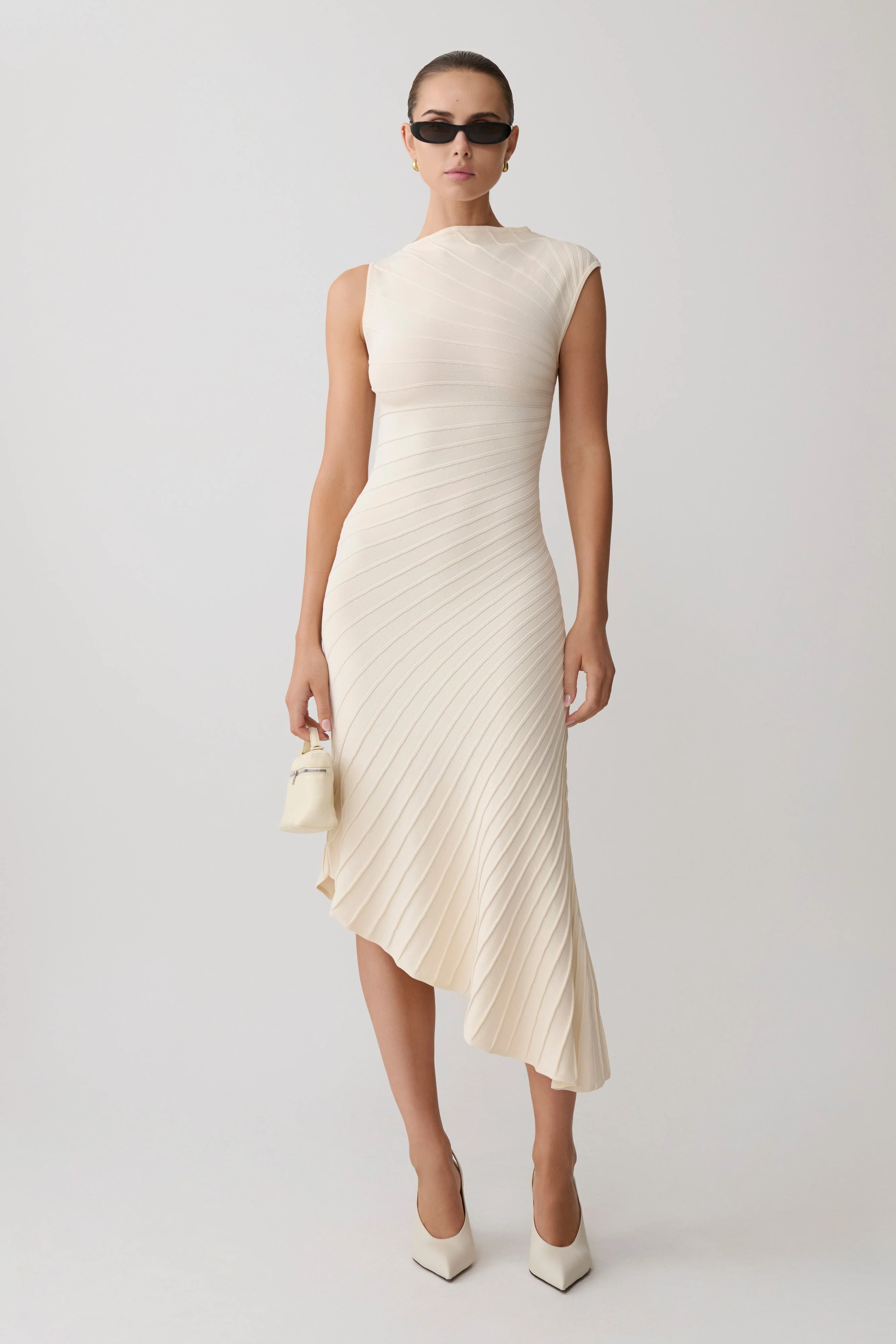 Milasandra Pleated Knit Dress - Ivory - Image 5