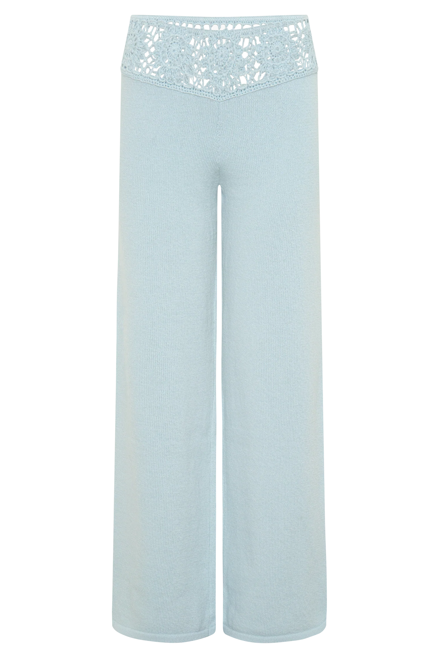 Miley Crochet Waistband Straight Leg Pant - Pale Aqua - Image 10