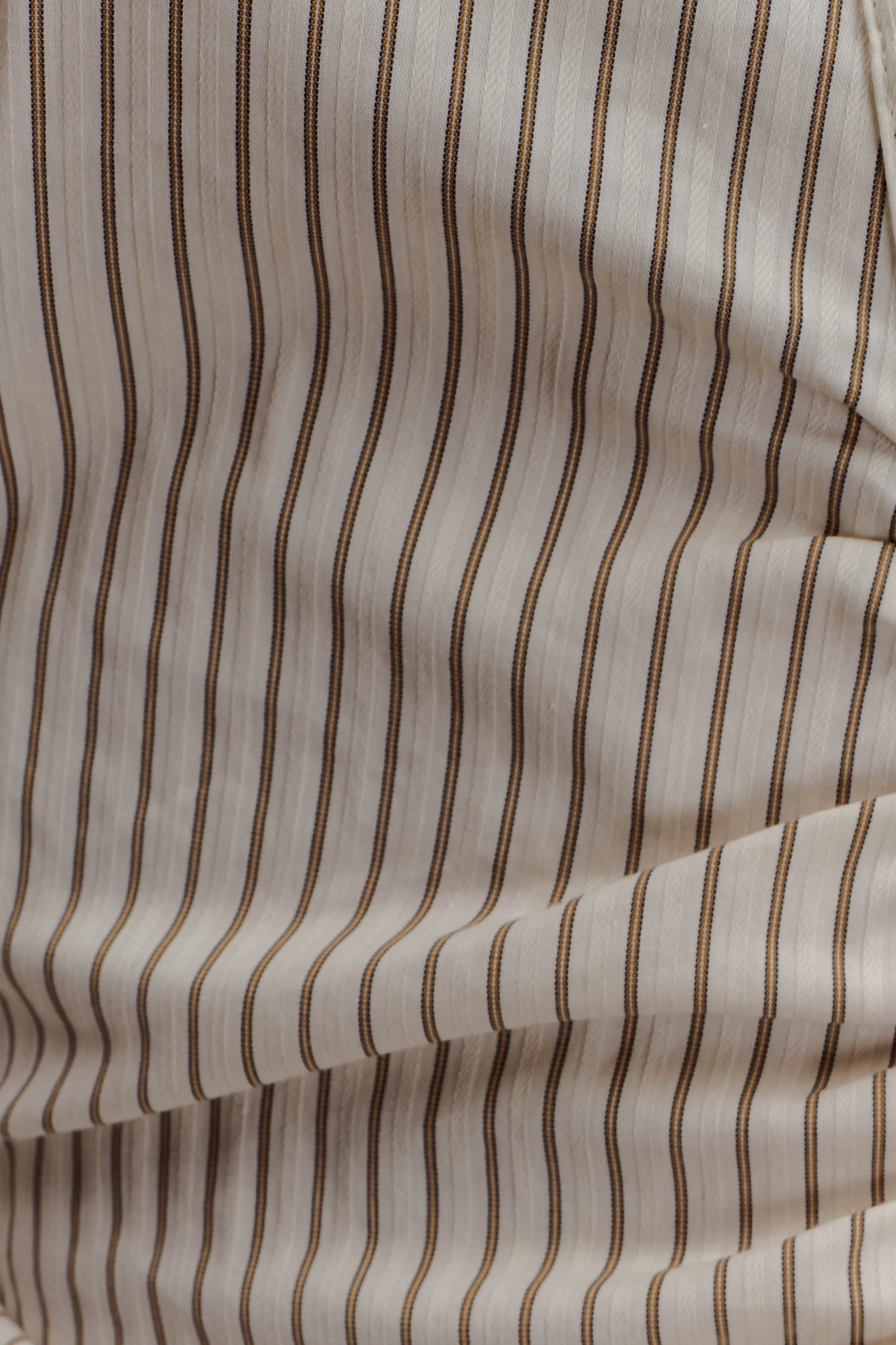 Millie Tie Back Cotton Shirt - Beige Pinstripe - Image 9