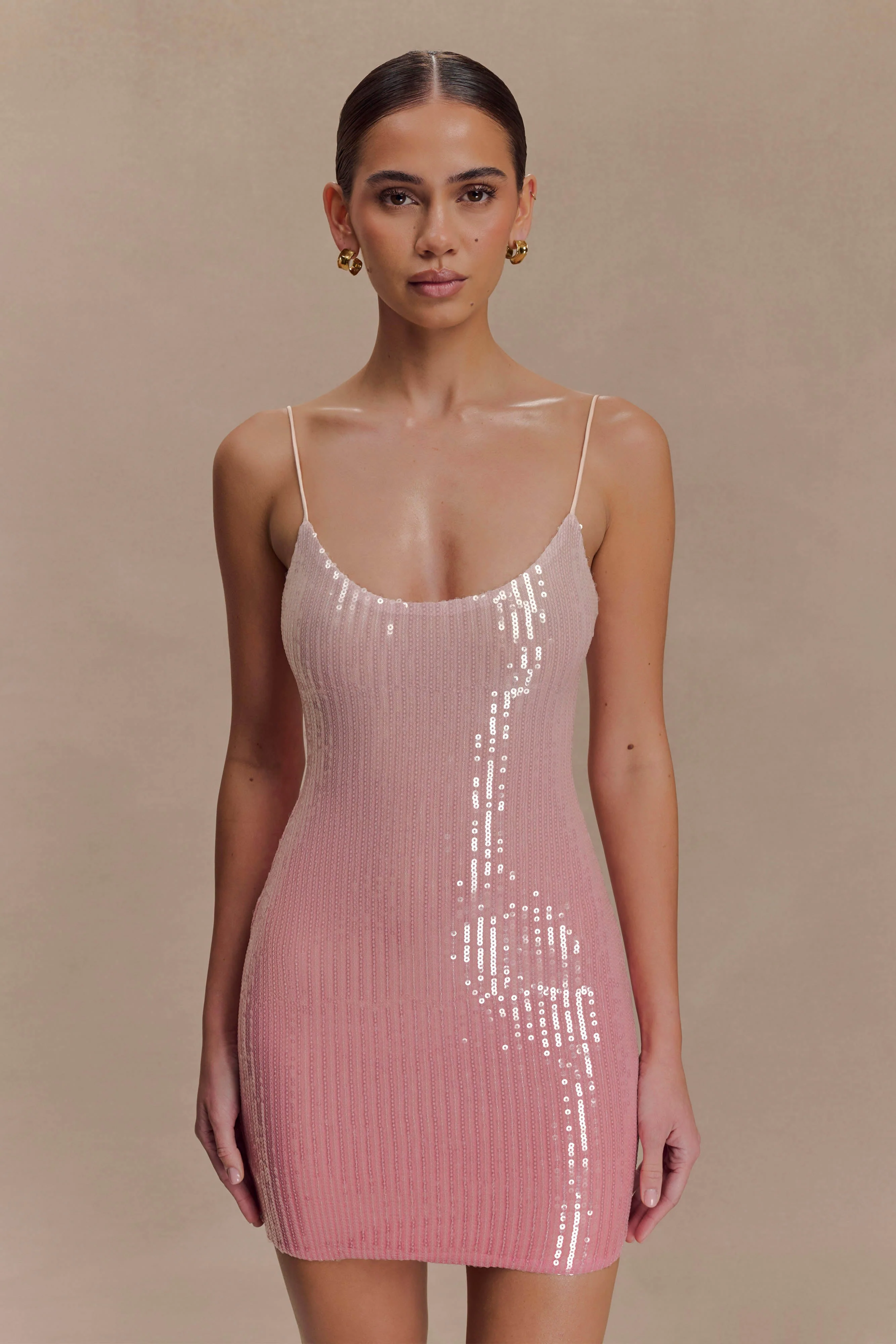 Mora Sequin Mini Dress - Ombre Pink - Image 5