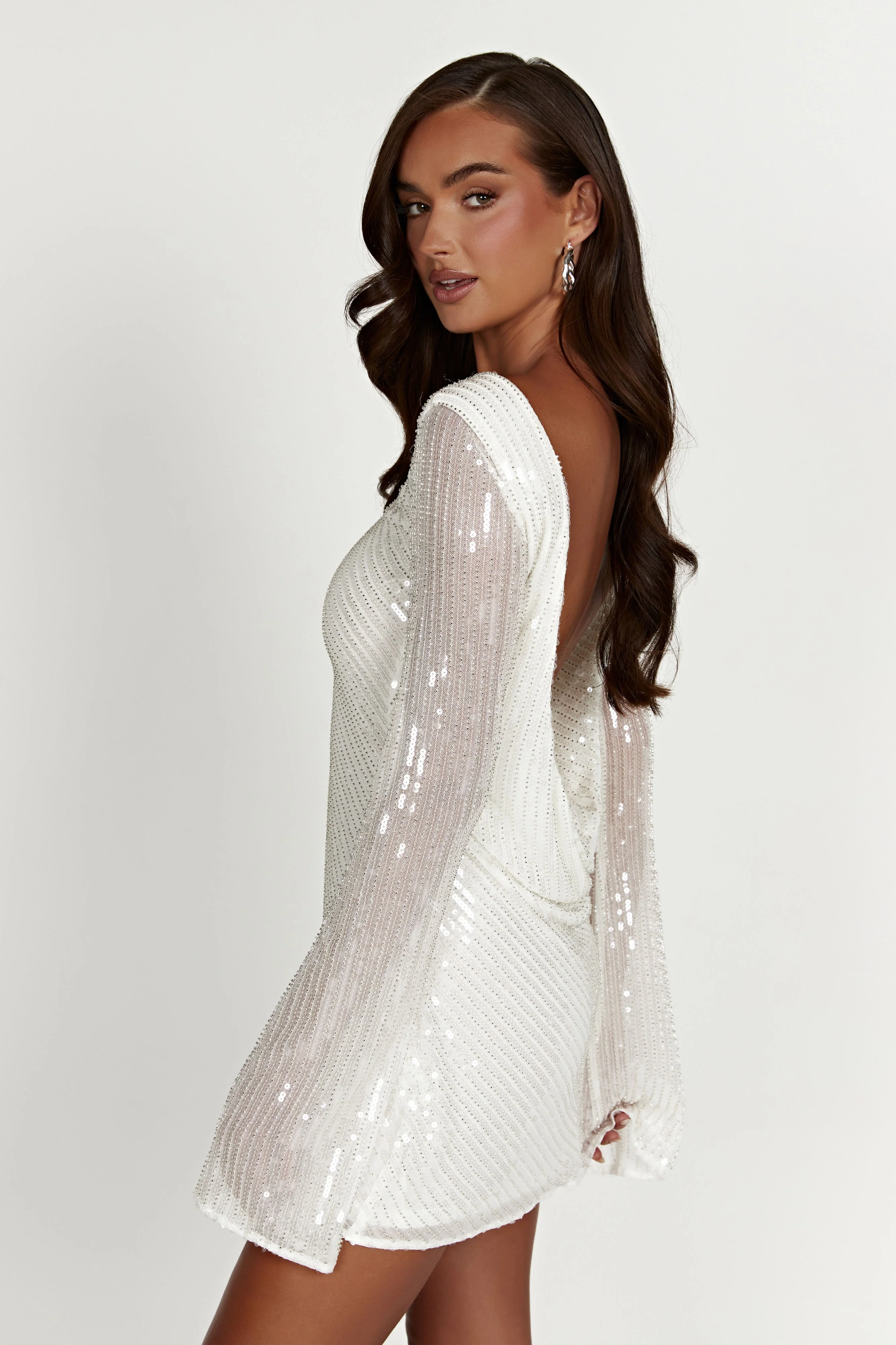 Nala Sequin Mini Dress - White - Image 6