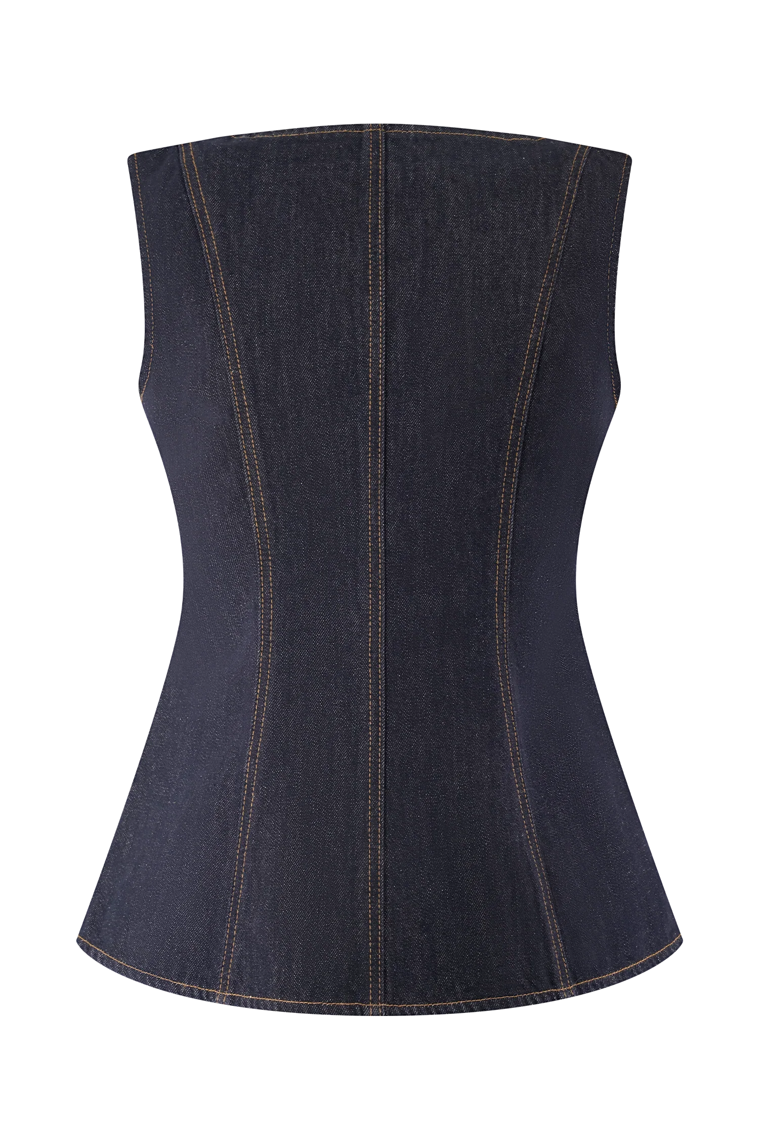 Neve Sleeveless Buttoned Denim Top - Washed Indigo Blue - Image 8