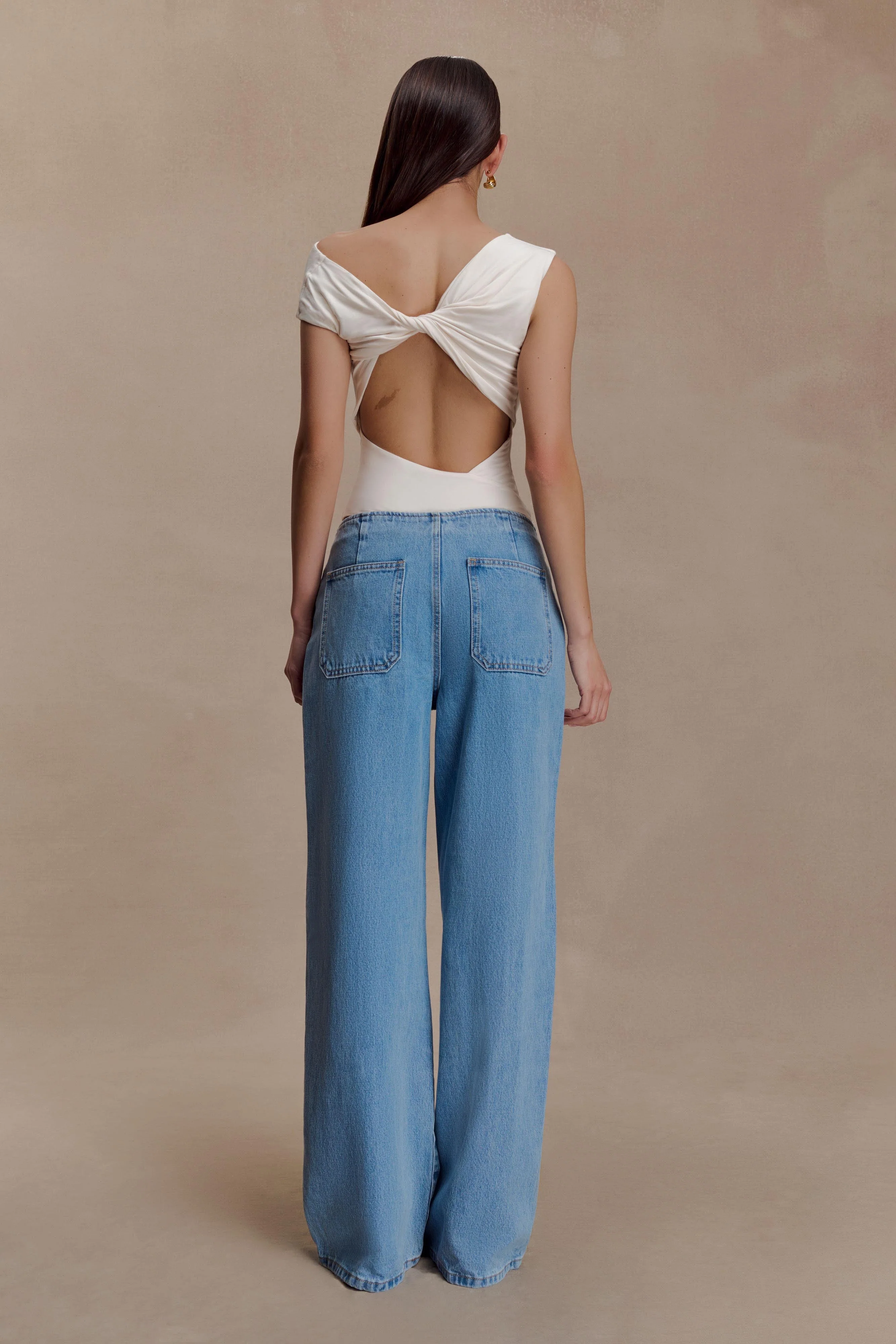 Niamh Modal Twist Back Bodysuit - Ivory - Image 4