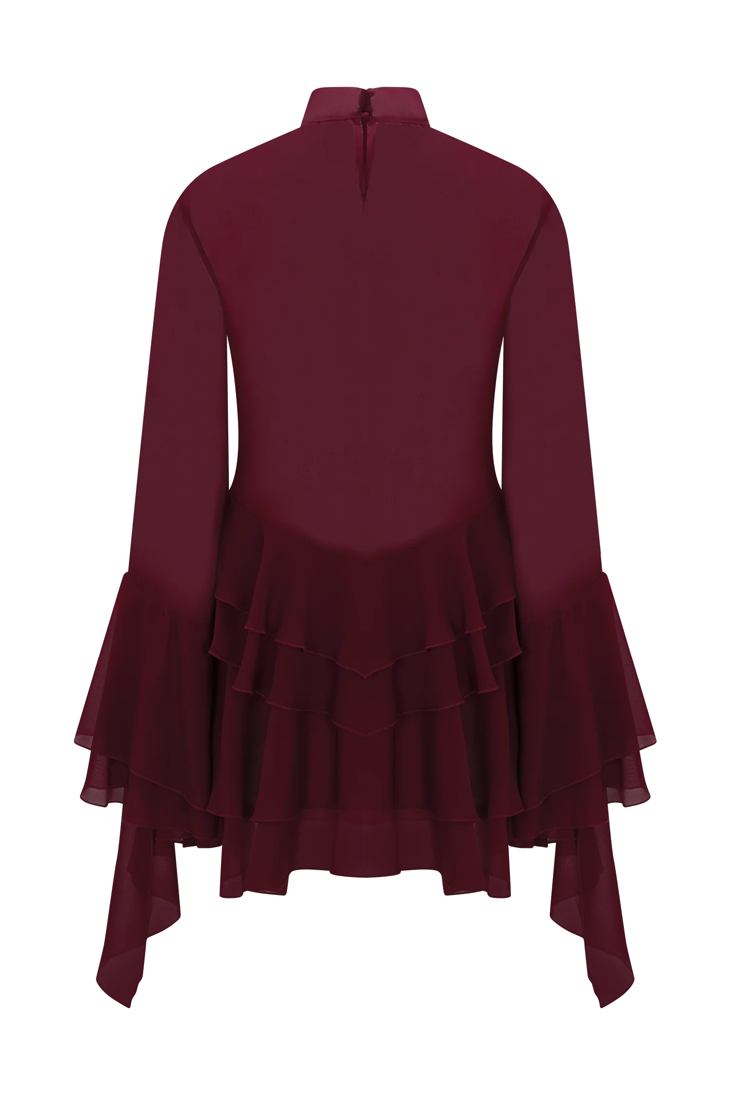 Nimah Chiffon Ruffle Mini Dress - Wine - Image 10