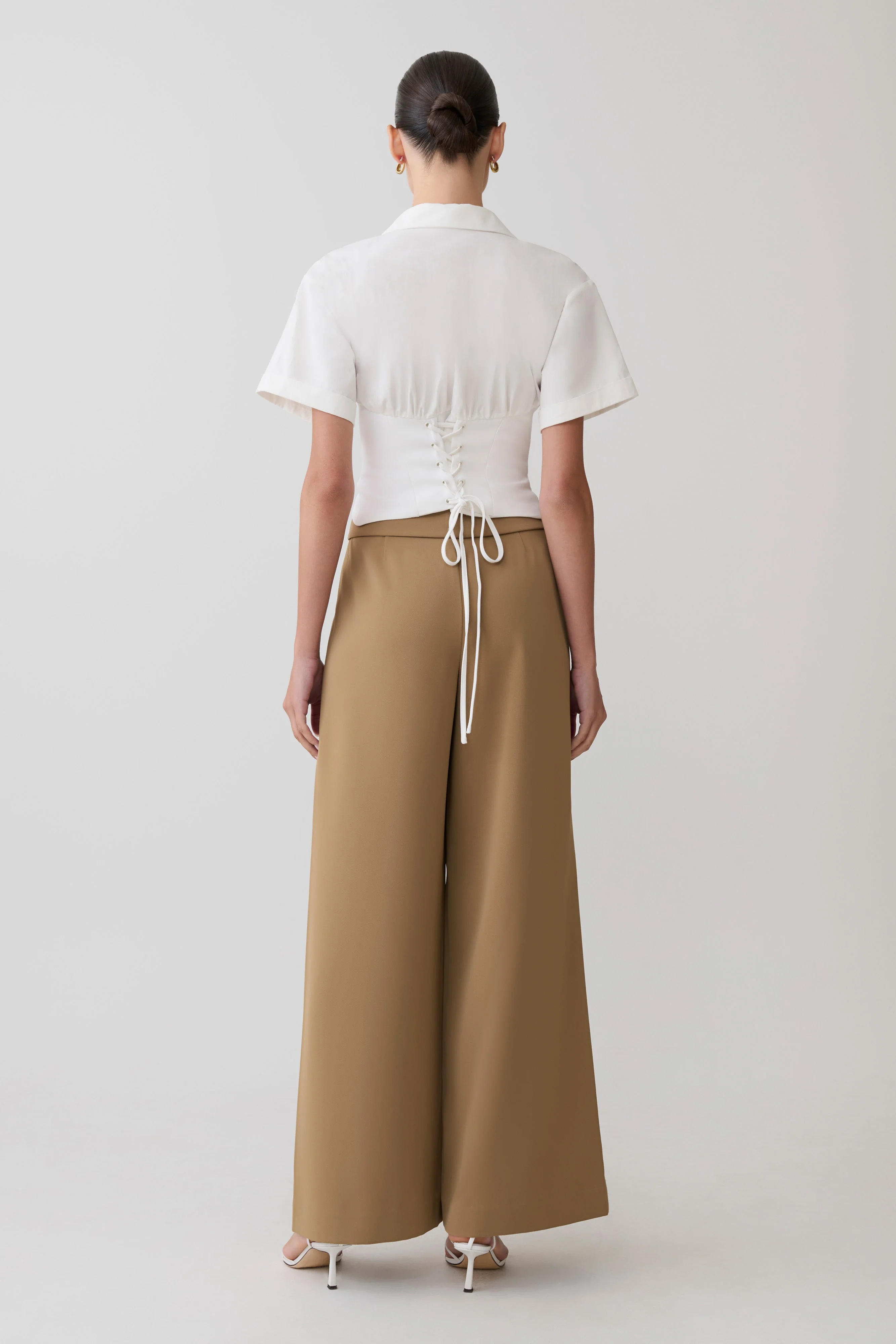 Noelia Tie Back Short Sleeve Shirt - White - Image 5