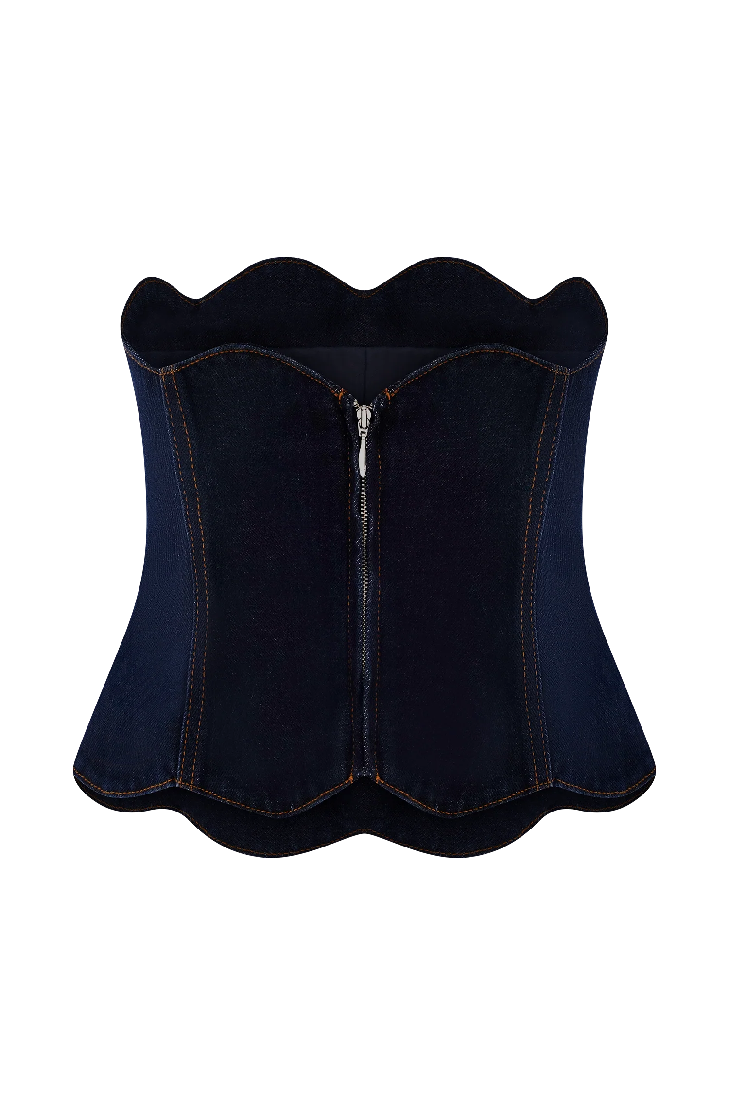 Oakley Strapless Scallop Denim Top - Indigo Blue - Image 4