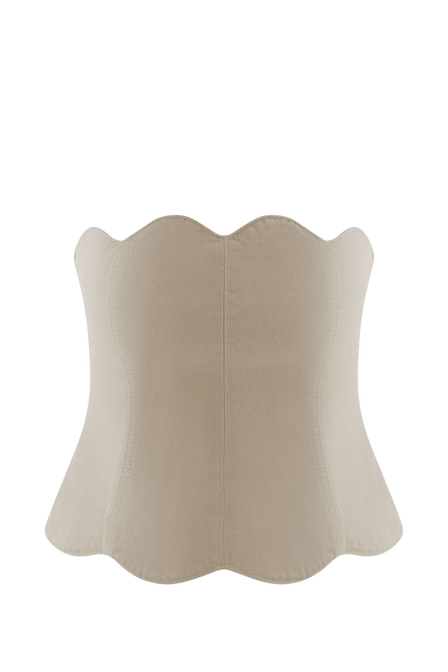Oakley Strapless Scallop Denim Top - Stone Wash - Image 9