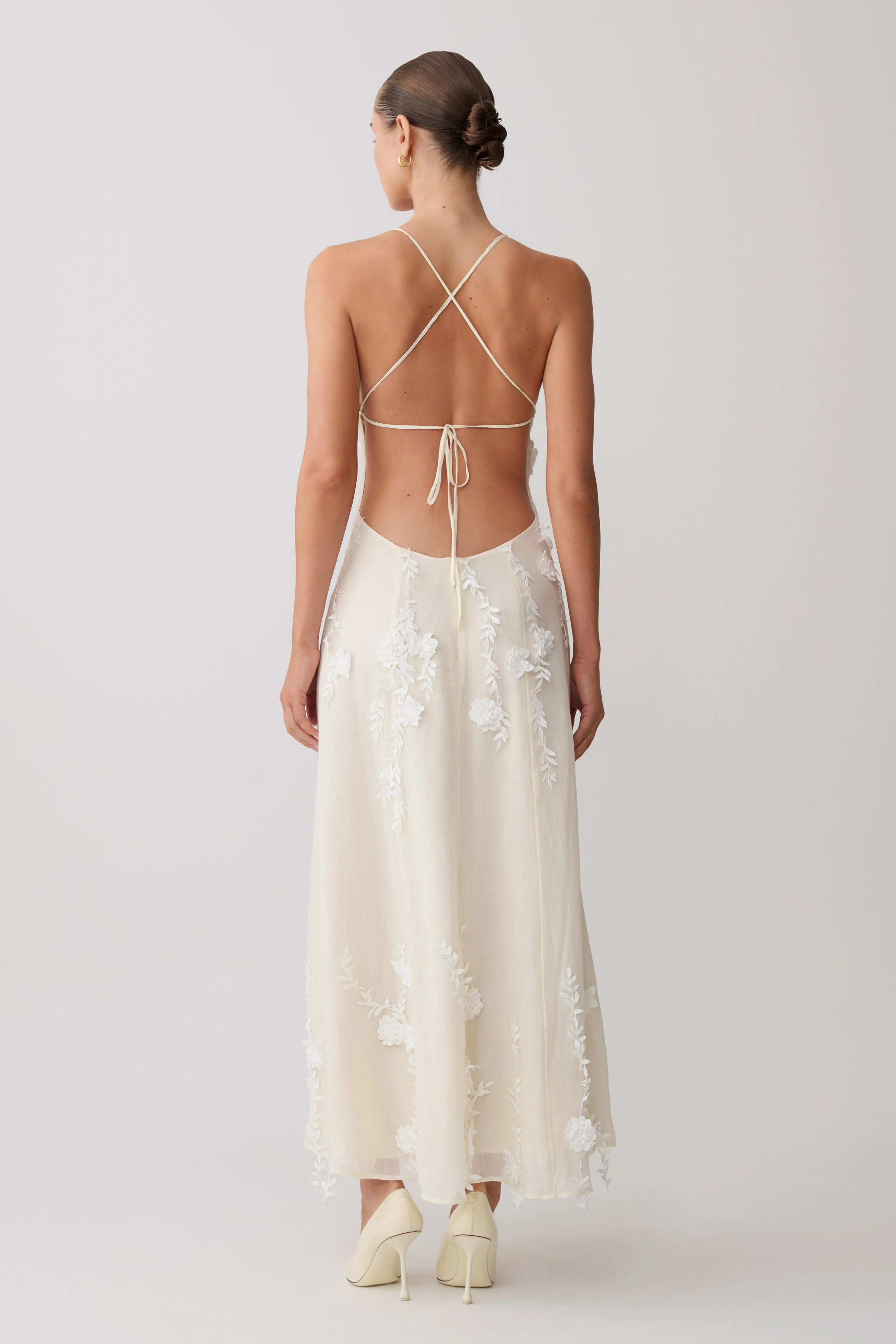 Odette Floral Lace Midi Dress - Buttermilk - Image 2