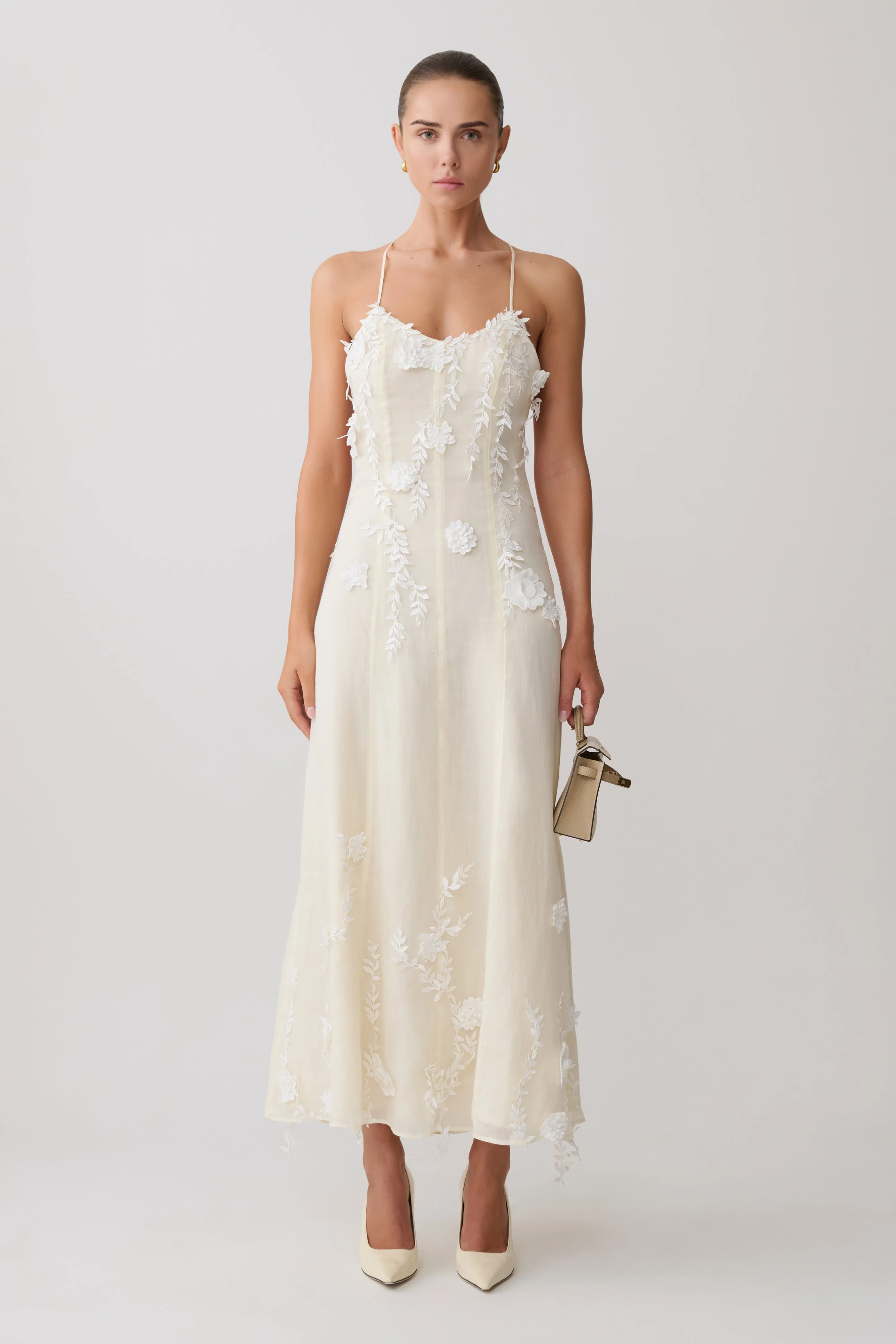 Odette Floral Lace Midi Dress - Buttermilk - Image 4