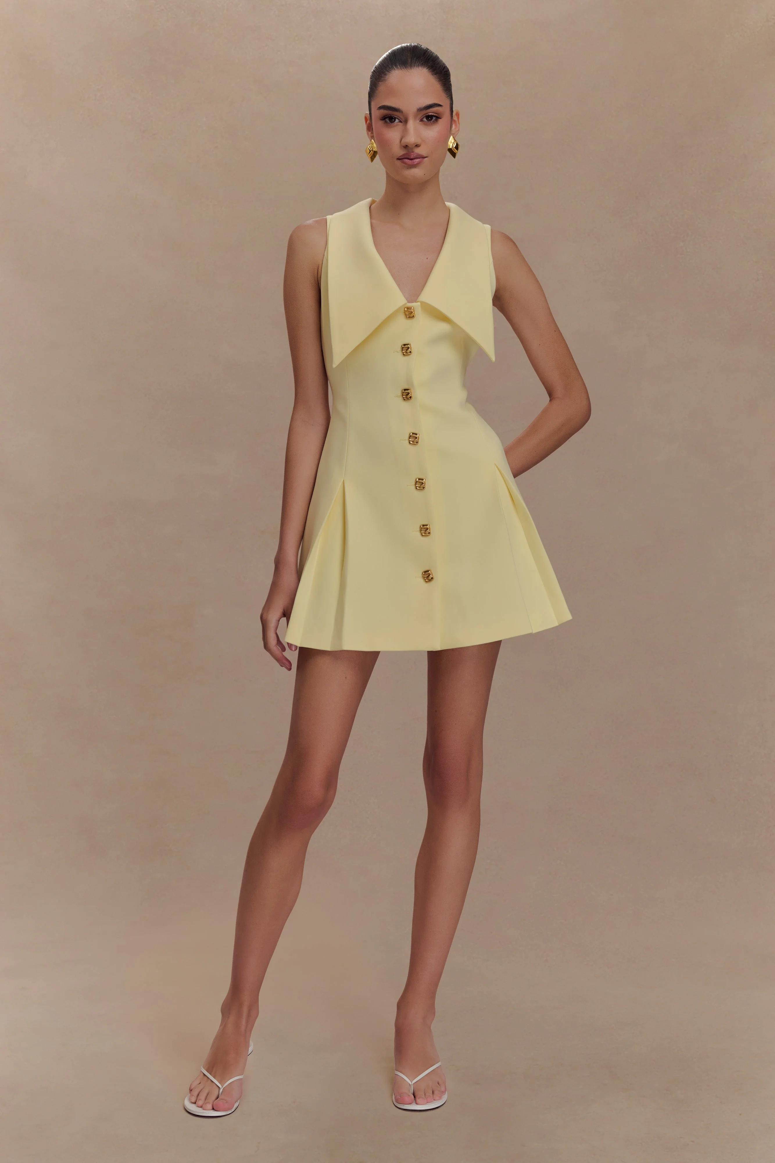 Oli Sleeveless Mini Dress - Lemon - Image 6