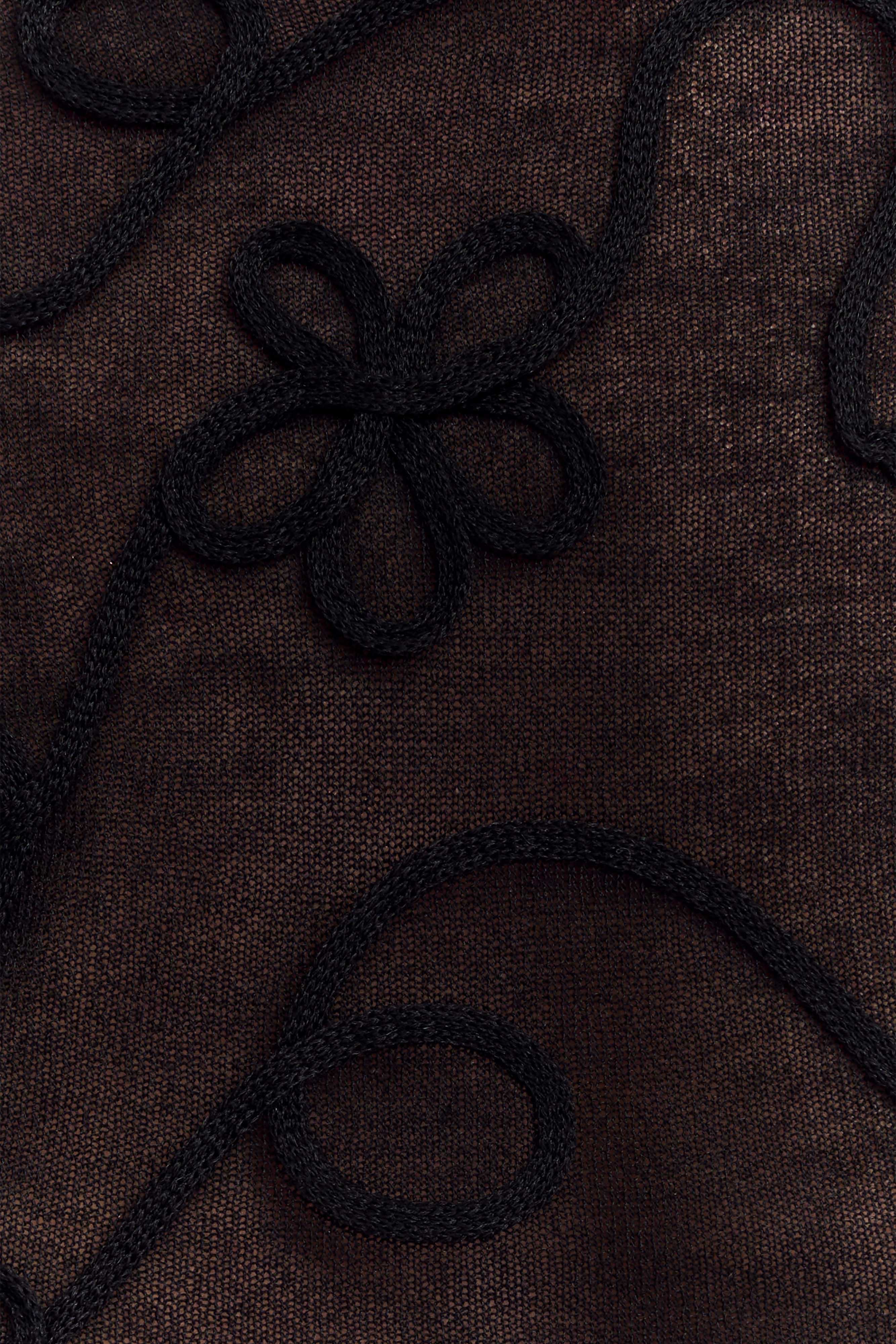 Omari Embroidery Long Sleeve Knit Top - Black - Image 5