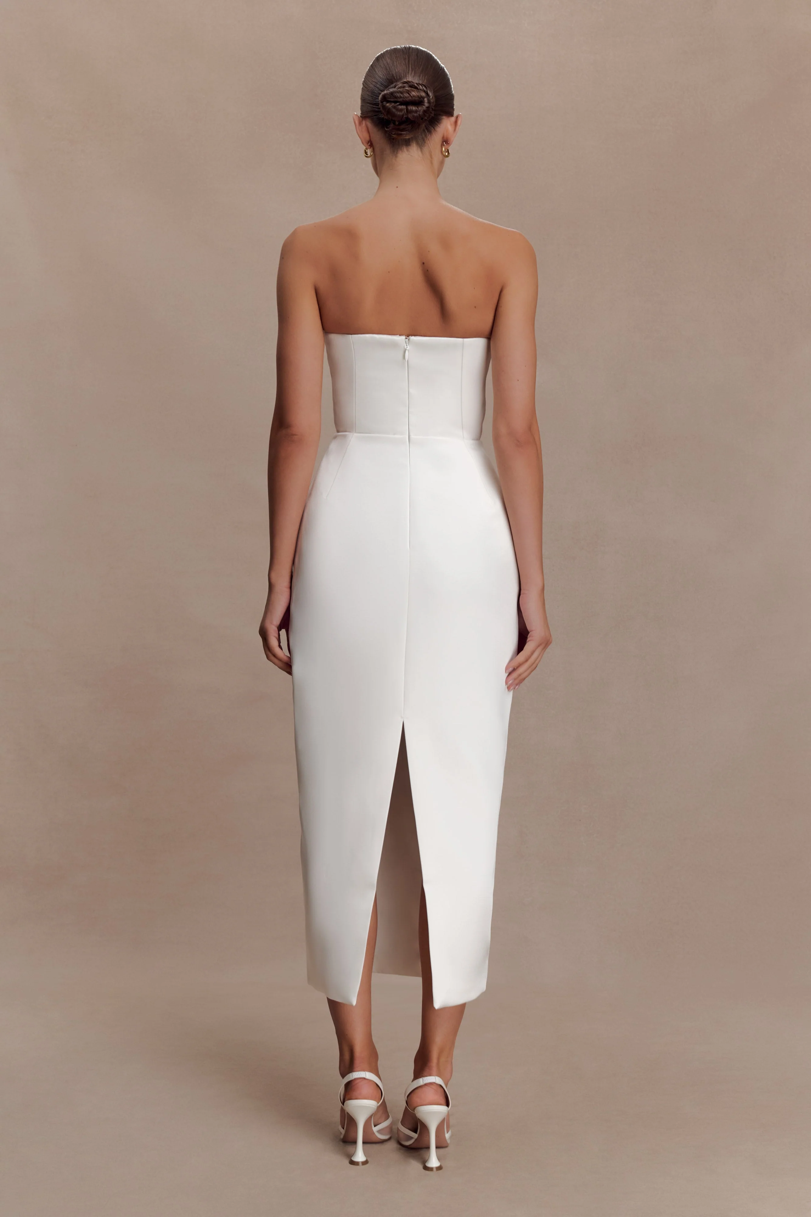 Ophelia Peplum Satin Maxi Dress - Ivory - Image 2