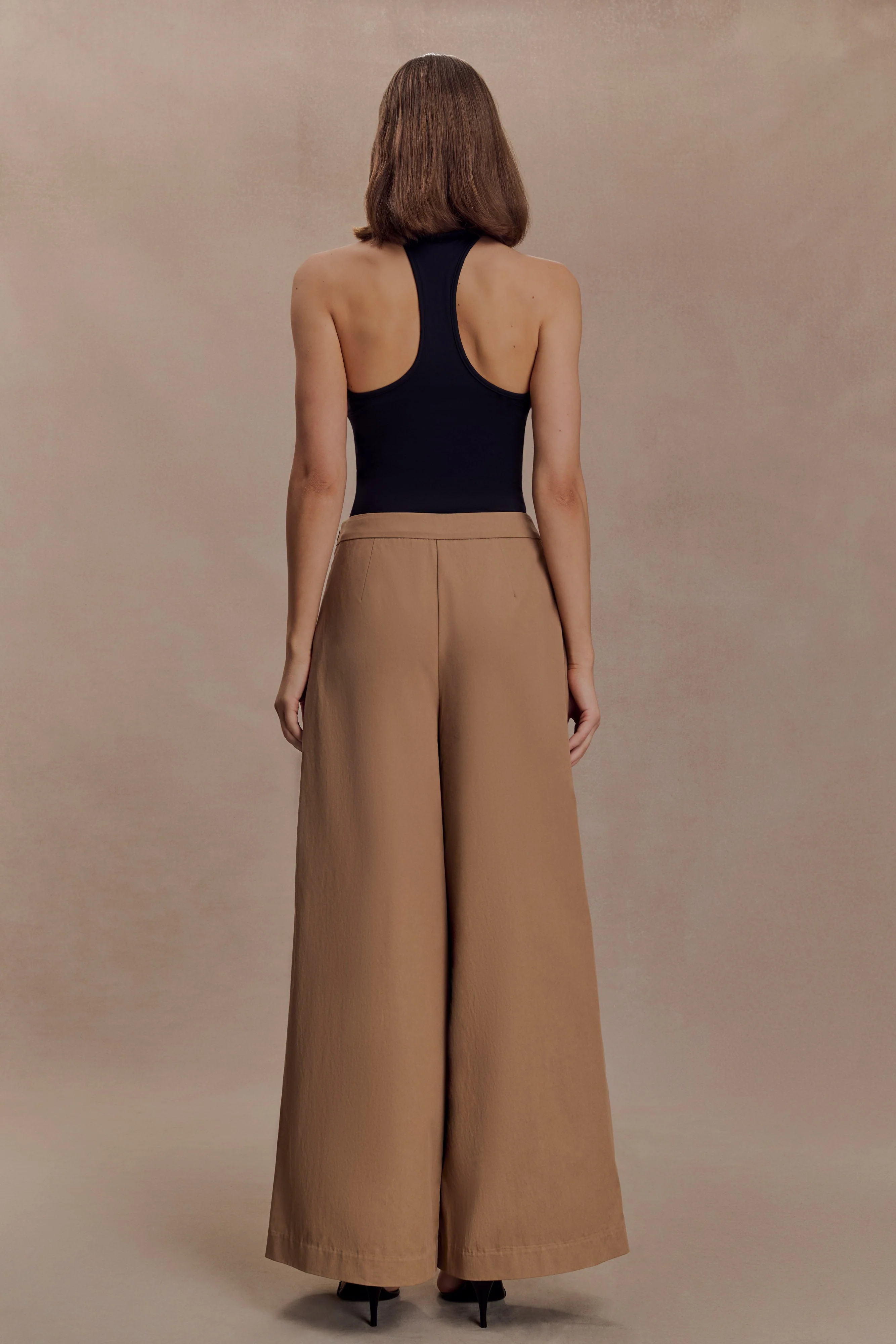 Owen Draped Wide Leg Pants - Mocha - Image 2