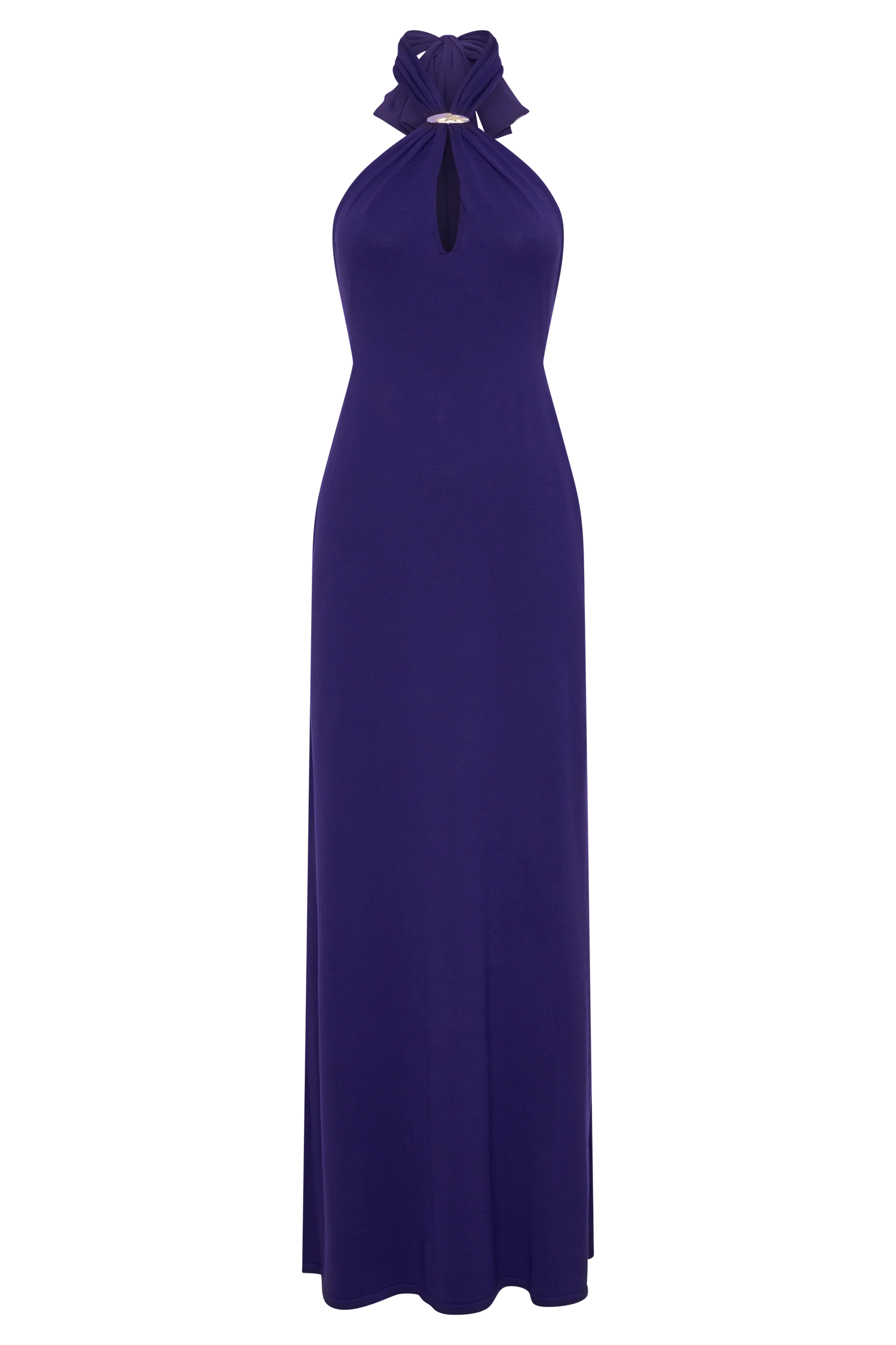 Ozias Halter Semi Sheer Knit Maxi Dress - Deep Purple - Image 9