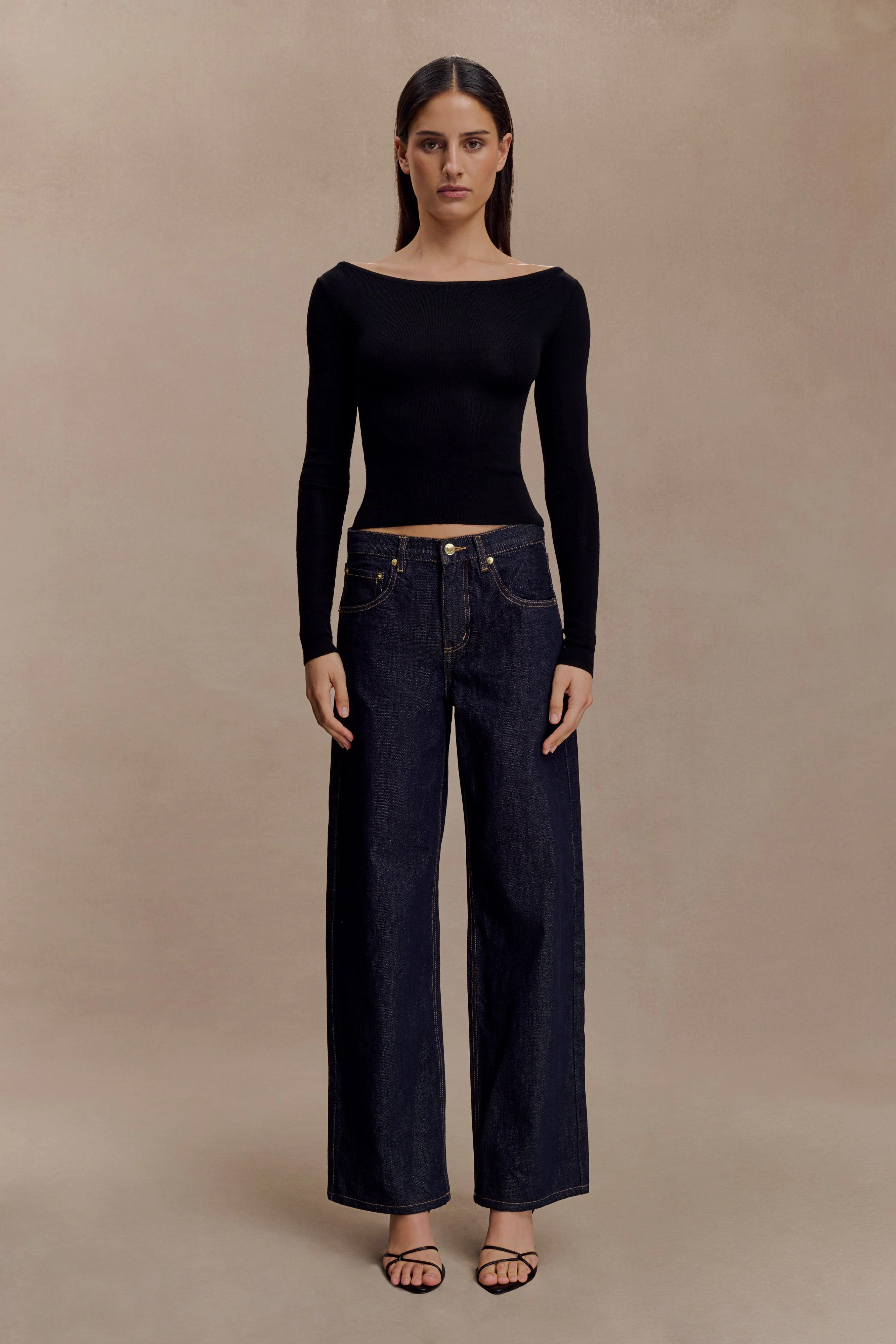 Paedyn Merino Wool Ribbed Long Sleeve Top - Black - Image 8