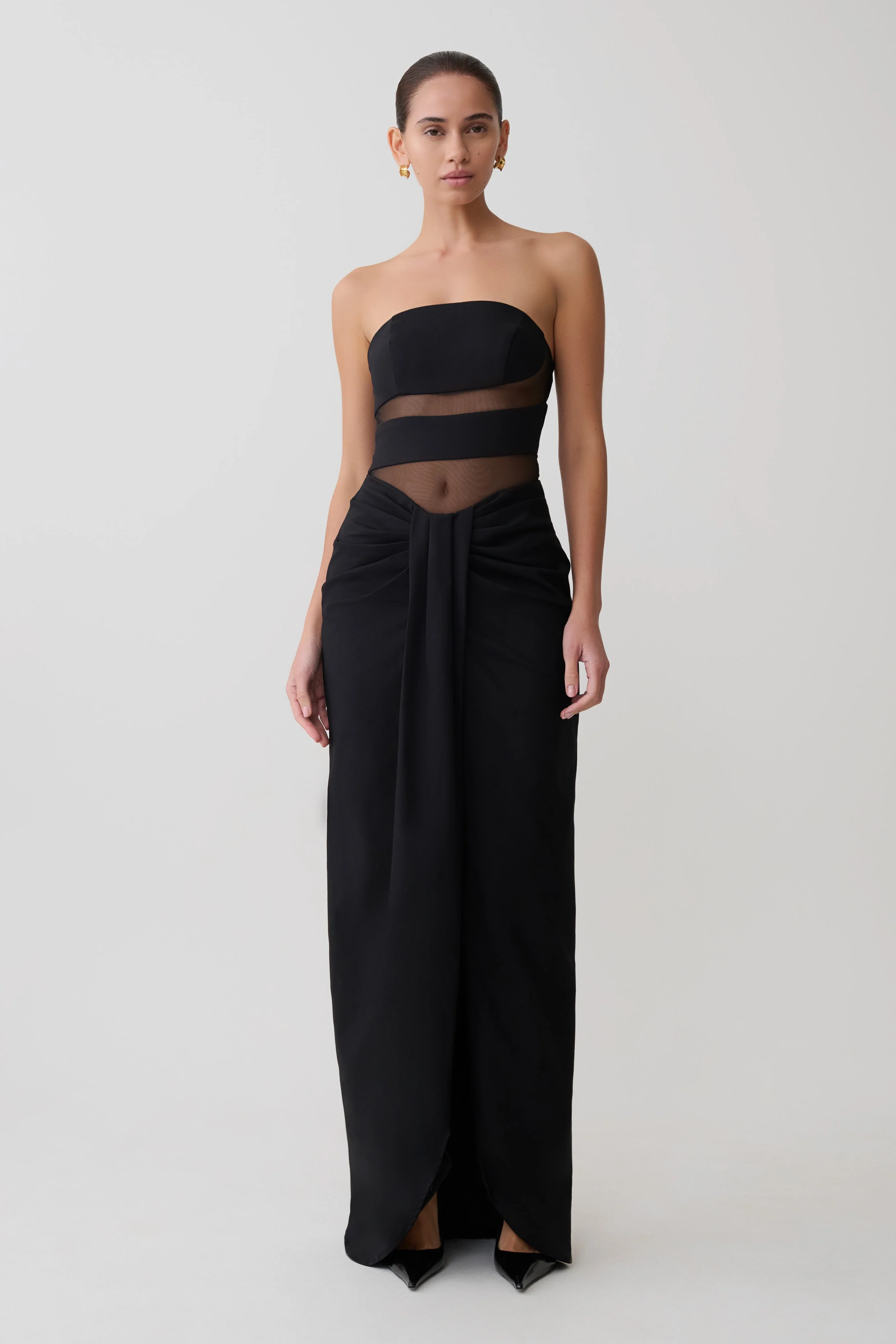 Paulina Cut Out Strapless Maxi Dress - Black - Image 4
