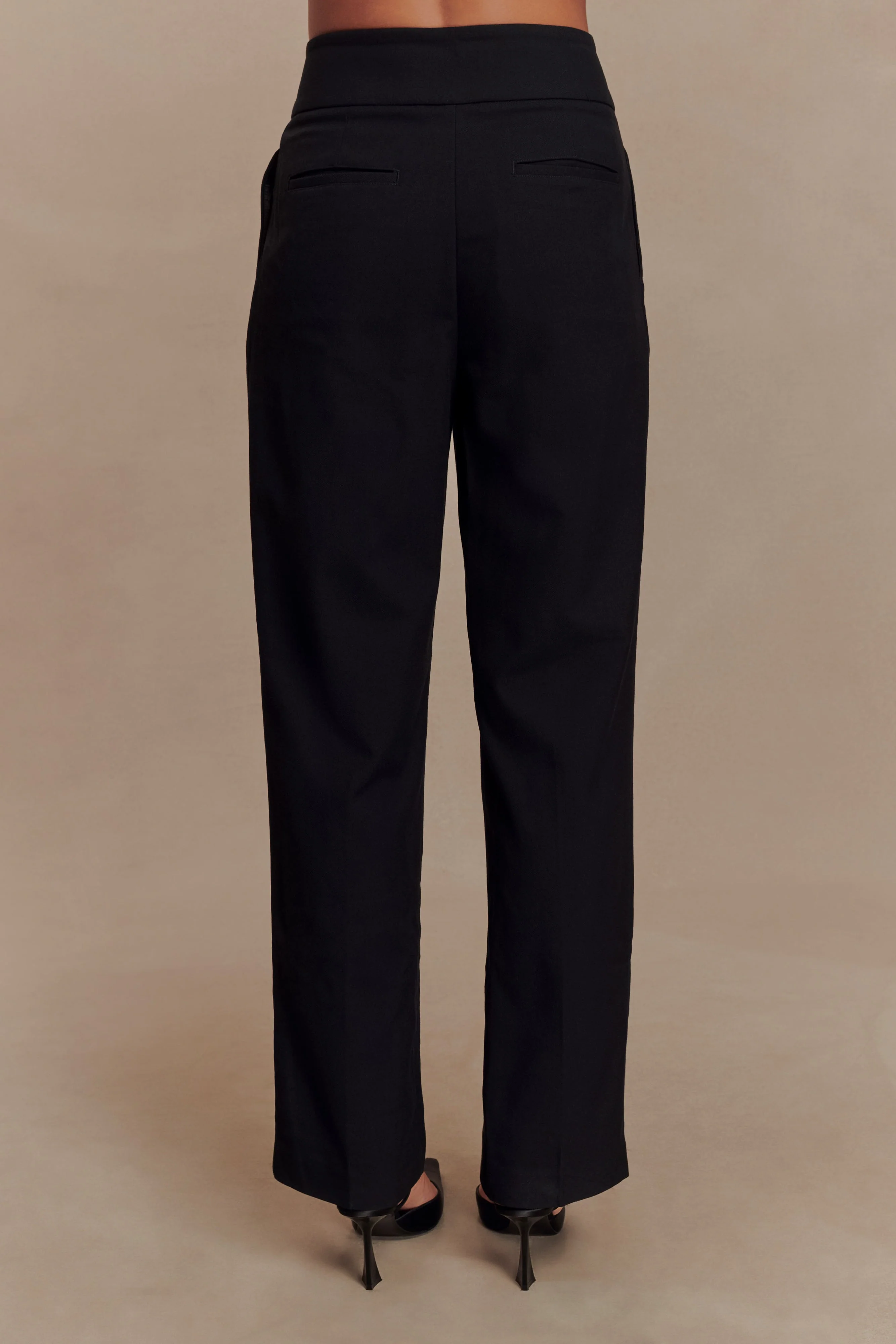 Penelope Pleated High Waisted Pants - Black - Image 3