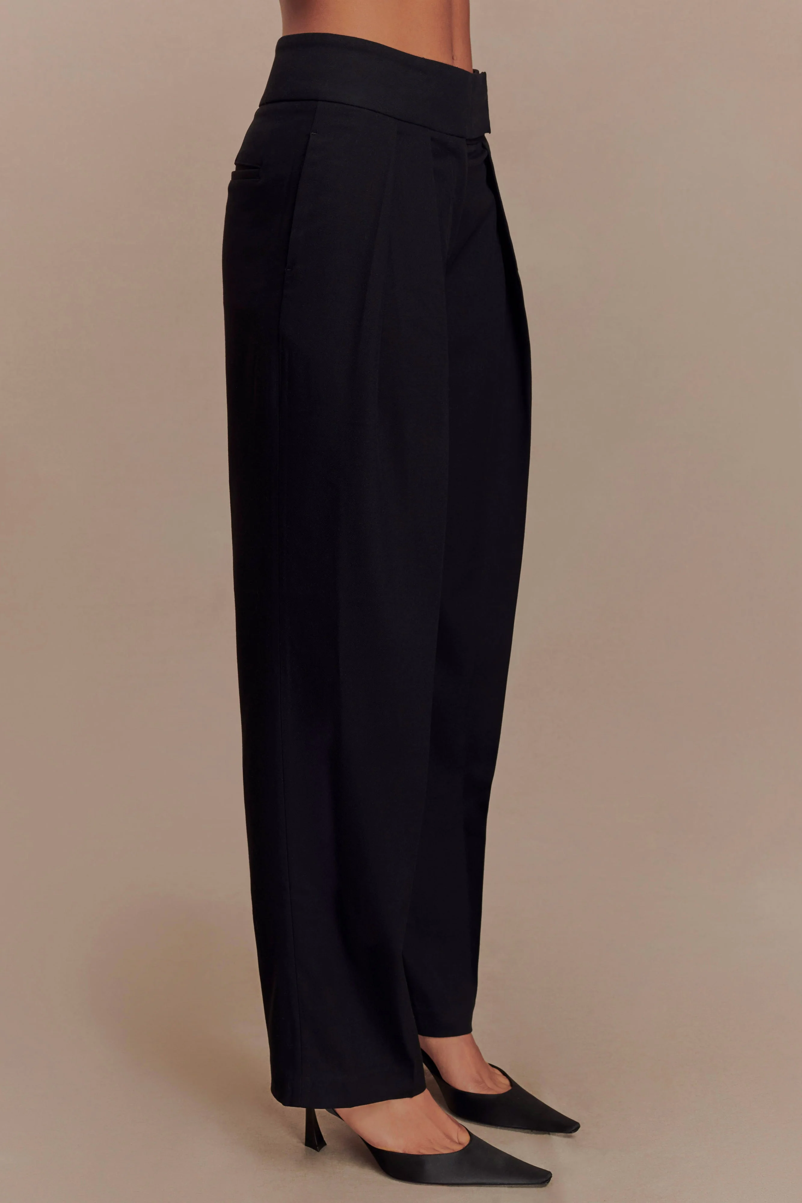 Penelope Pleated High Waisted Pants - Black - Image 5
