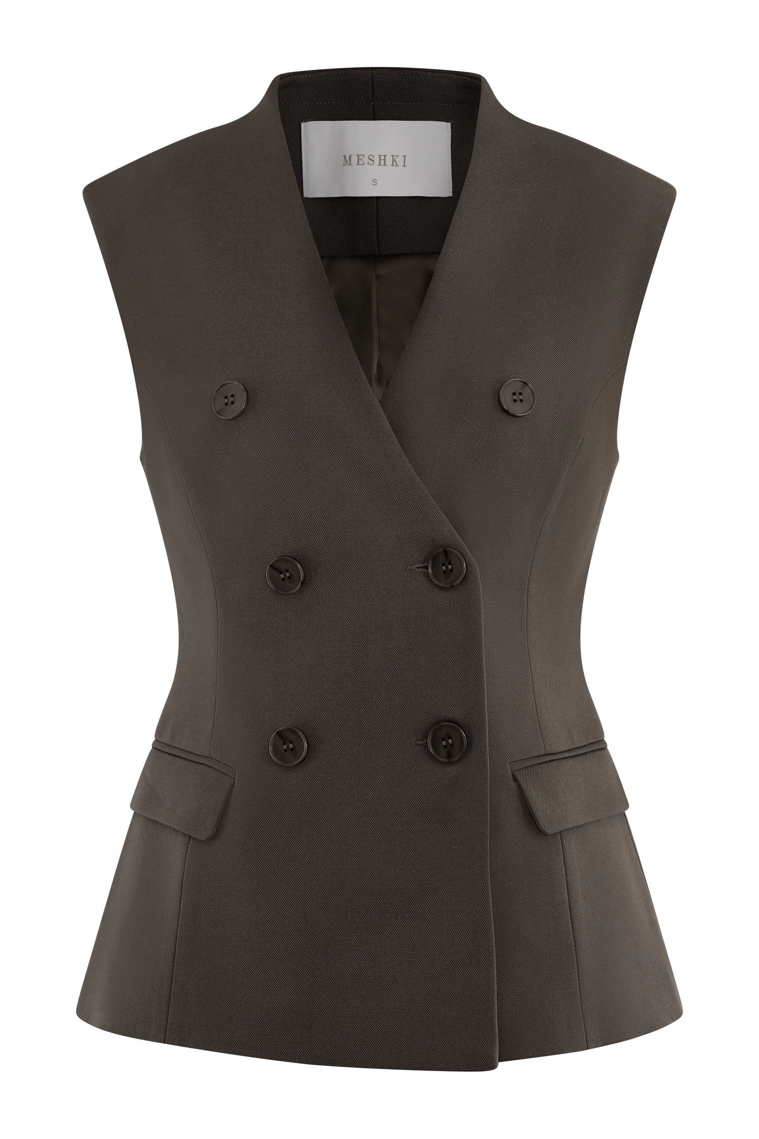Penelope Suiting Sleeveless Blazer - Chocolate - Image 9