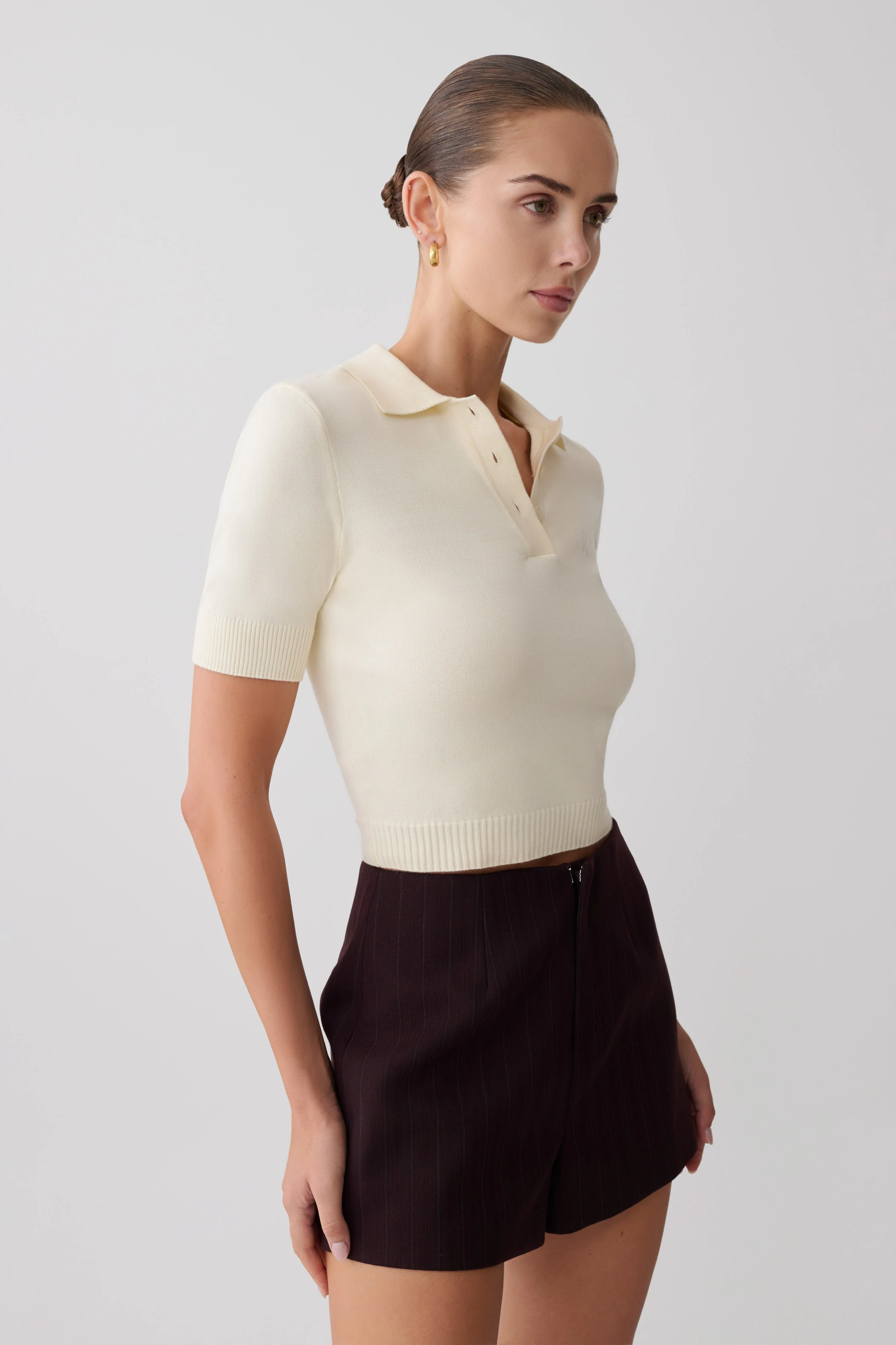 Philly Knit Button Up Top - Ivory - Image 3