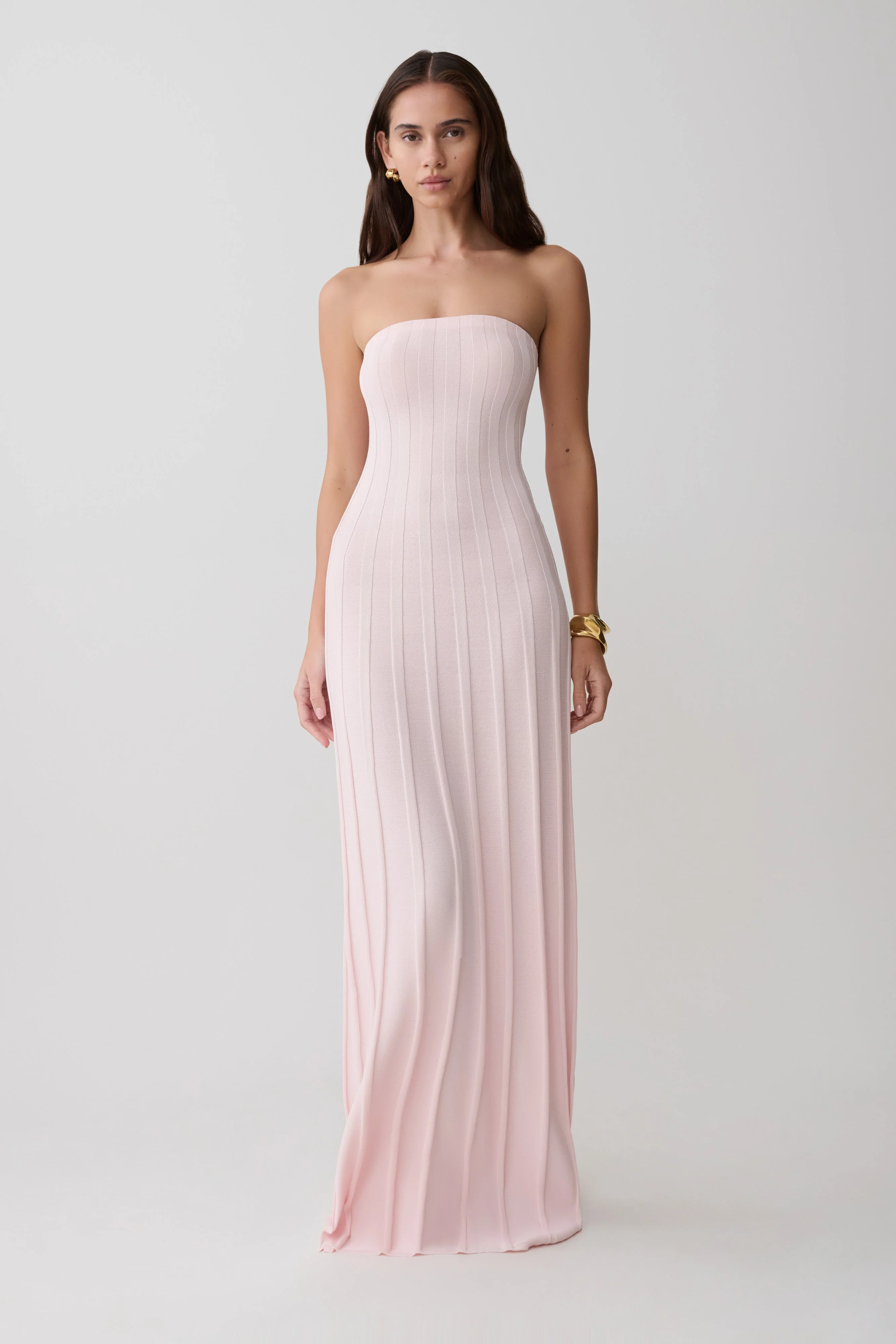 Pia Ribbed Strapless Maxi Dress - Baby Pink - Image 5