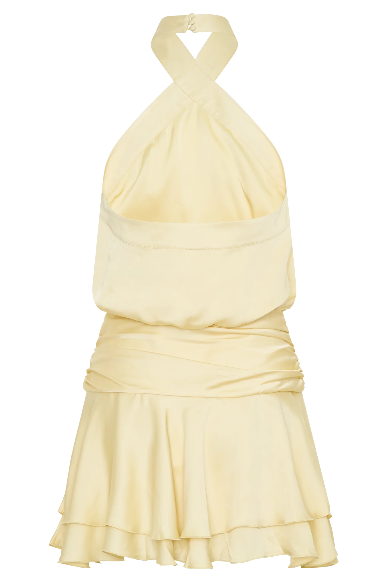Poppy Satin Halter Mini Dress - Lemon - Image 9